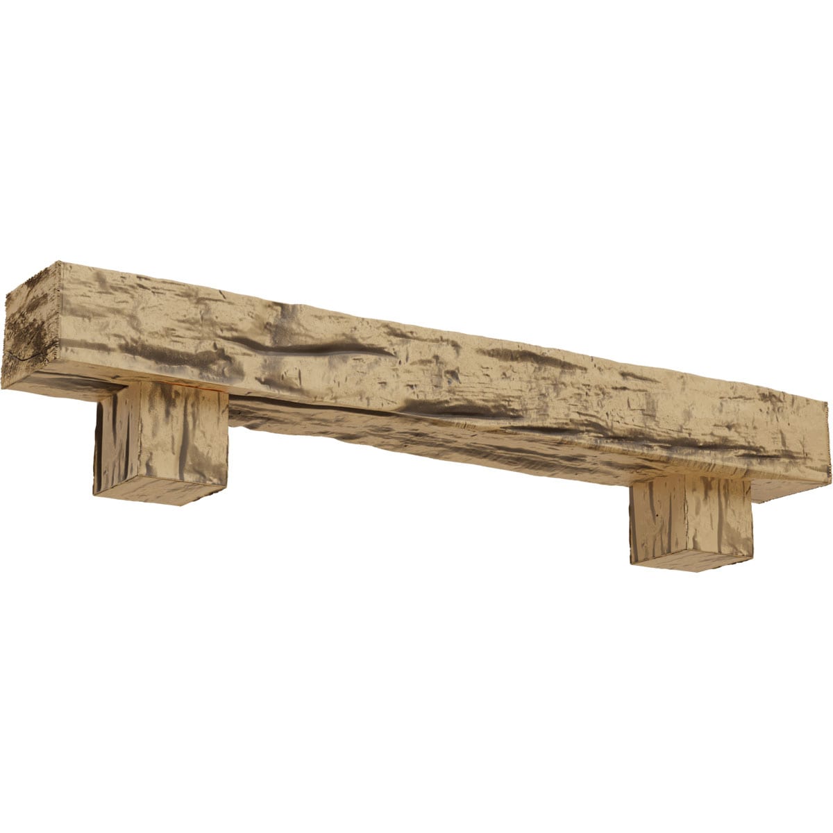 Ekena Millwork MANURW04X04X48AOPP 48-in W x 4-in H x 4-in D Pine (Natural) Hollow Urethane Rustic Fireplace Mantel