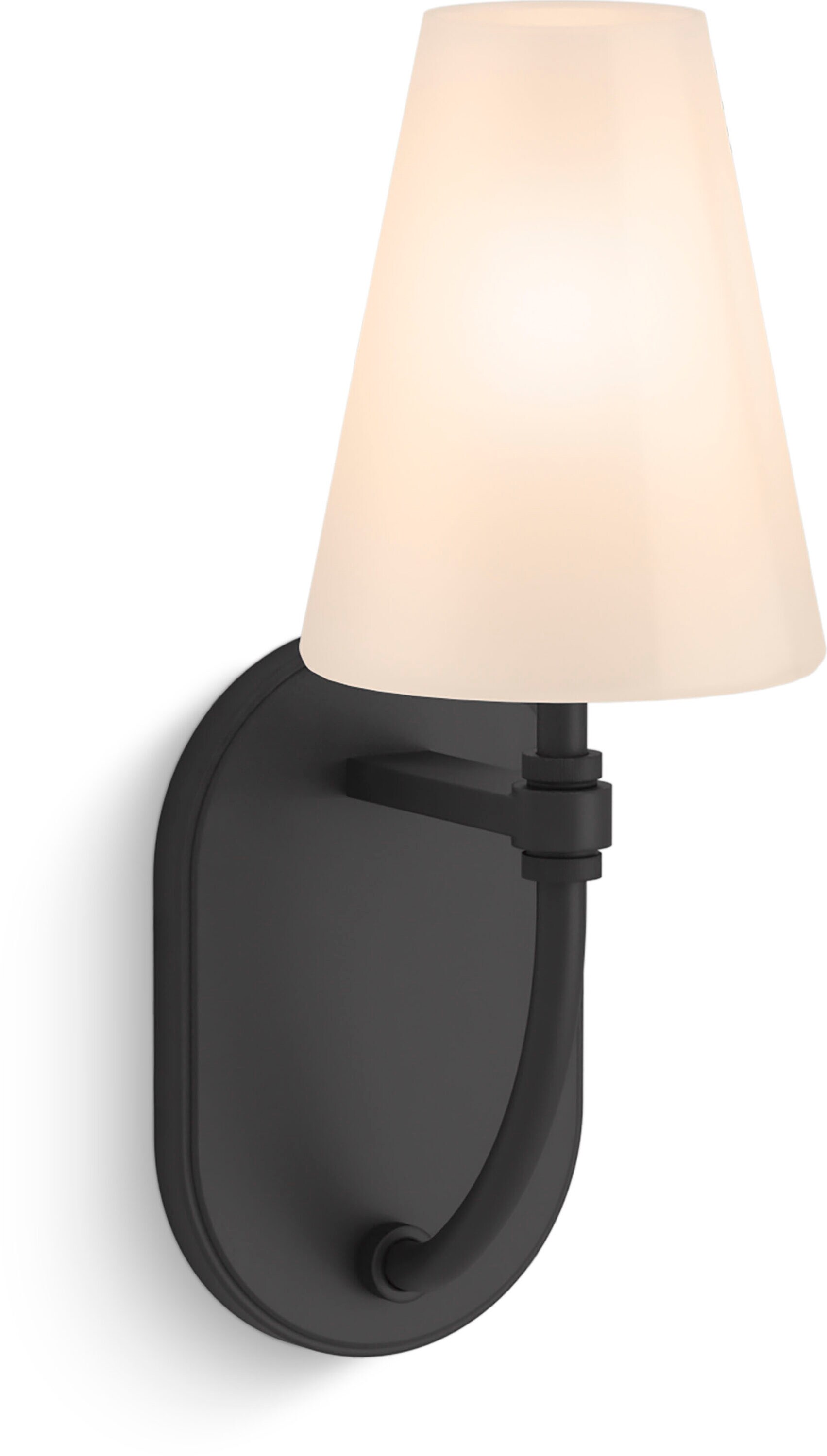 Matte Black Direct Wired Electric Wall Sconce with Milk Glass Shade