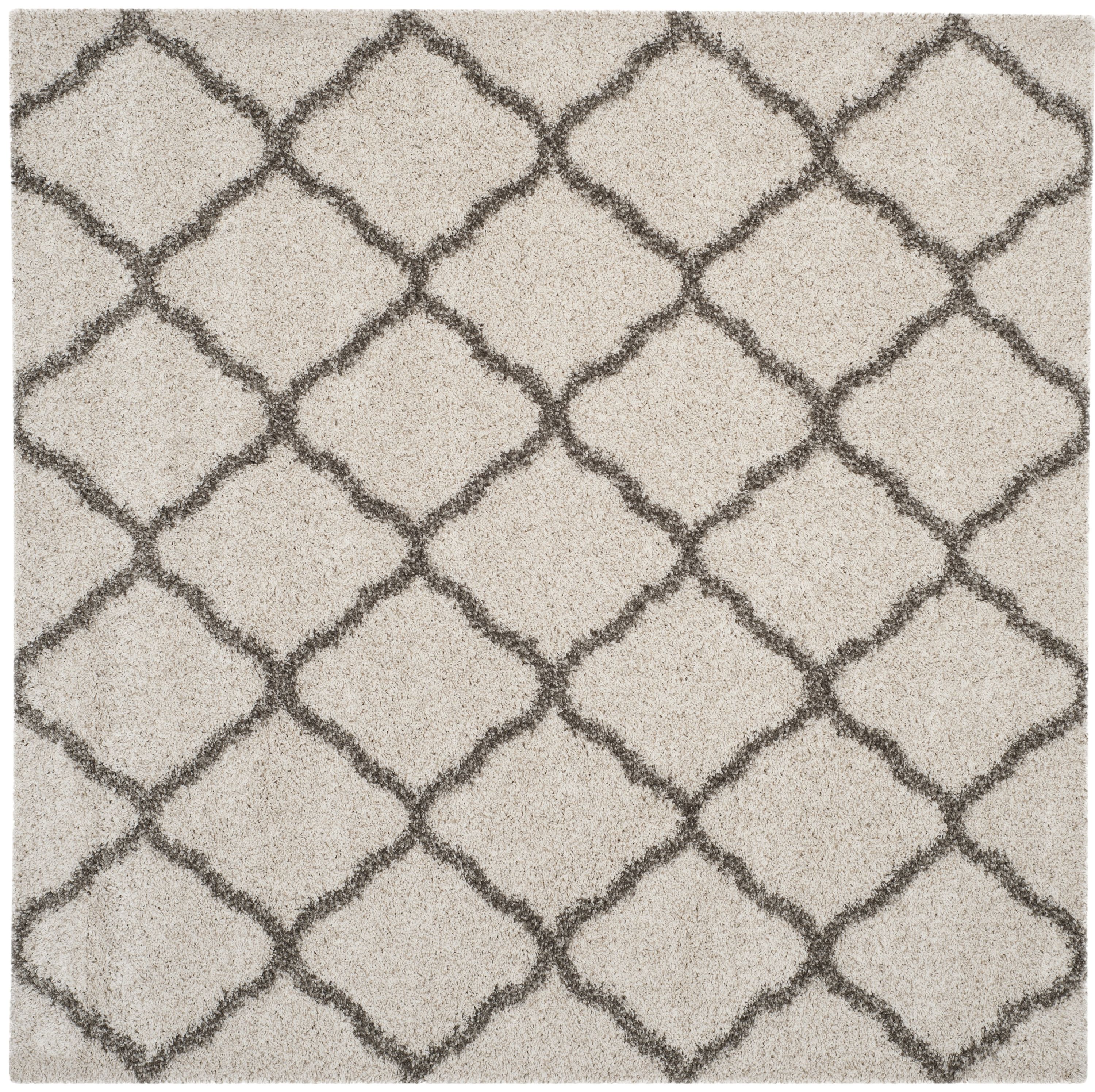 Safavieh SGH283A-7SQ Hudson Sabine Shag 7 x 7 (ft) Loomed Polypropylene Ivory/Gray Square Indoor Trellis Area rug