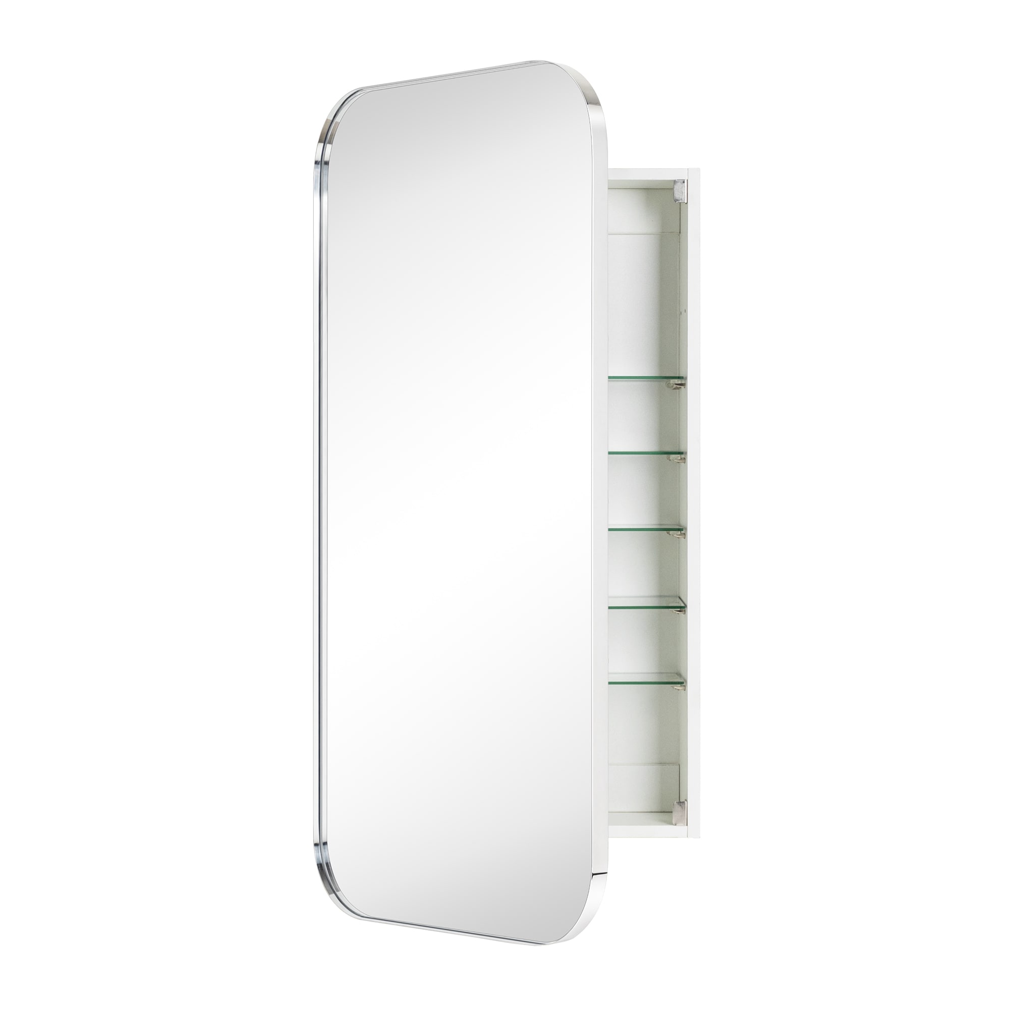 TEHOME GC-XB0019 40-in x 20-in Surface/Recessed Mount Chrome Mirrored Rectangle Soft Close Medicine Cabinet
