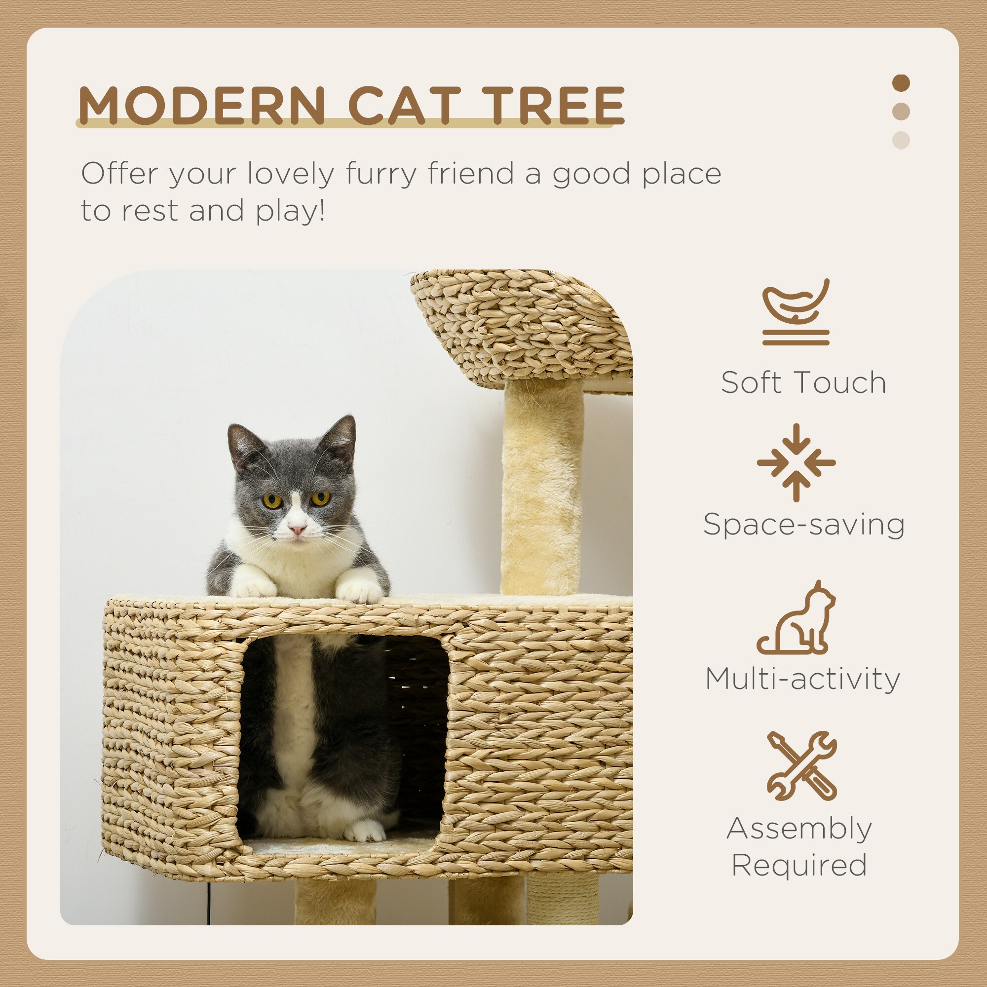 PawHut Scratching Posts 45 Cat Tree for Indoor Cats with a Ramp Condo ...