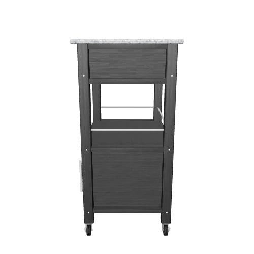 Linon White Wood Base with Mdf Granite Top Rolling Kitchen Cart (27-in x 18-in x 36-in)