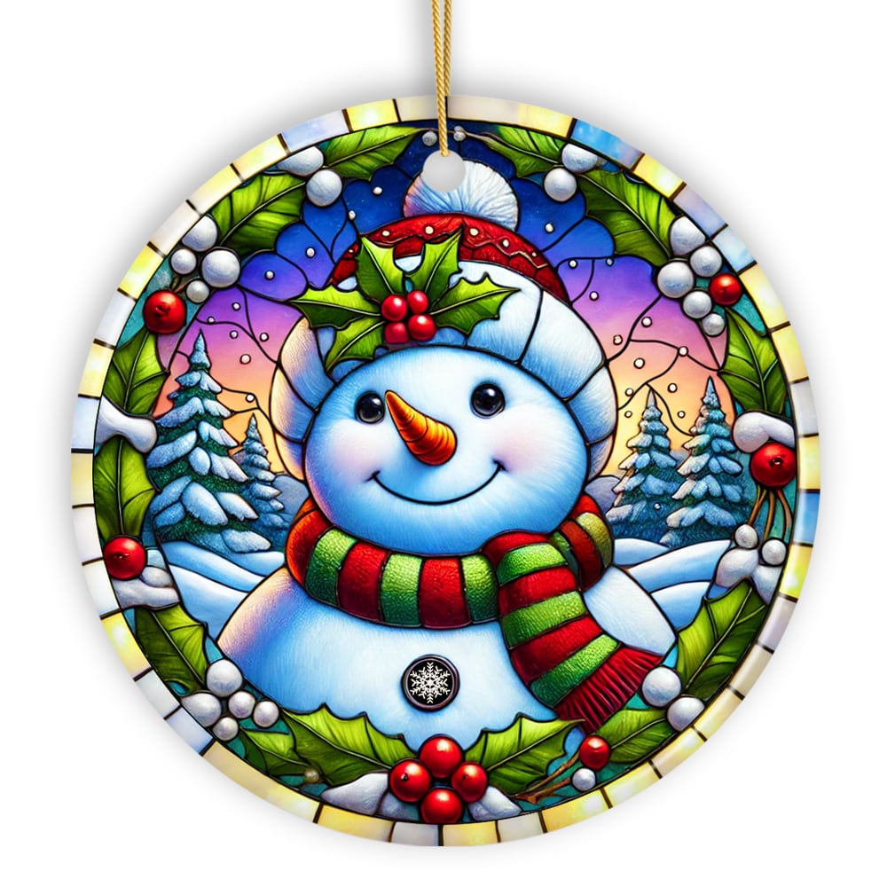 OrnamentallyYou 2136 Frosty and Holly Snowman Ornament Gift and Decor for Cheerful Winter Christmas Tree Version 3