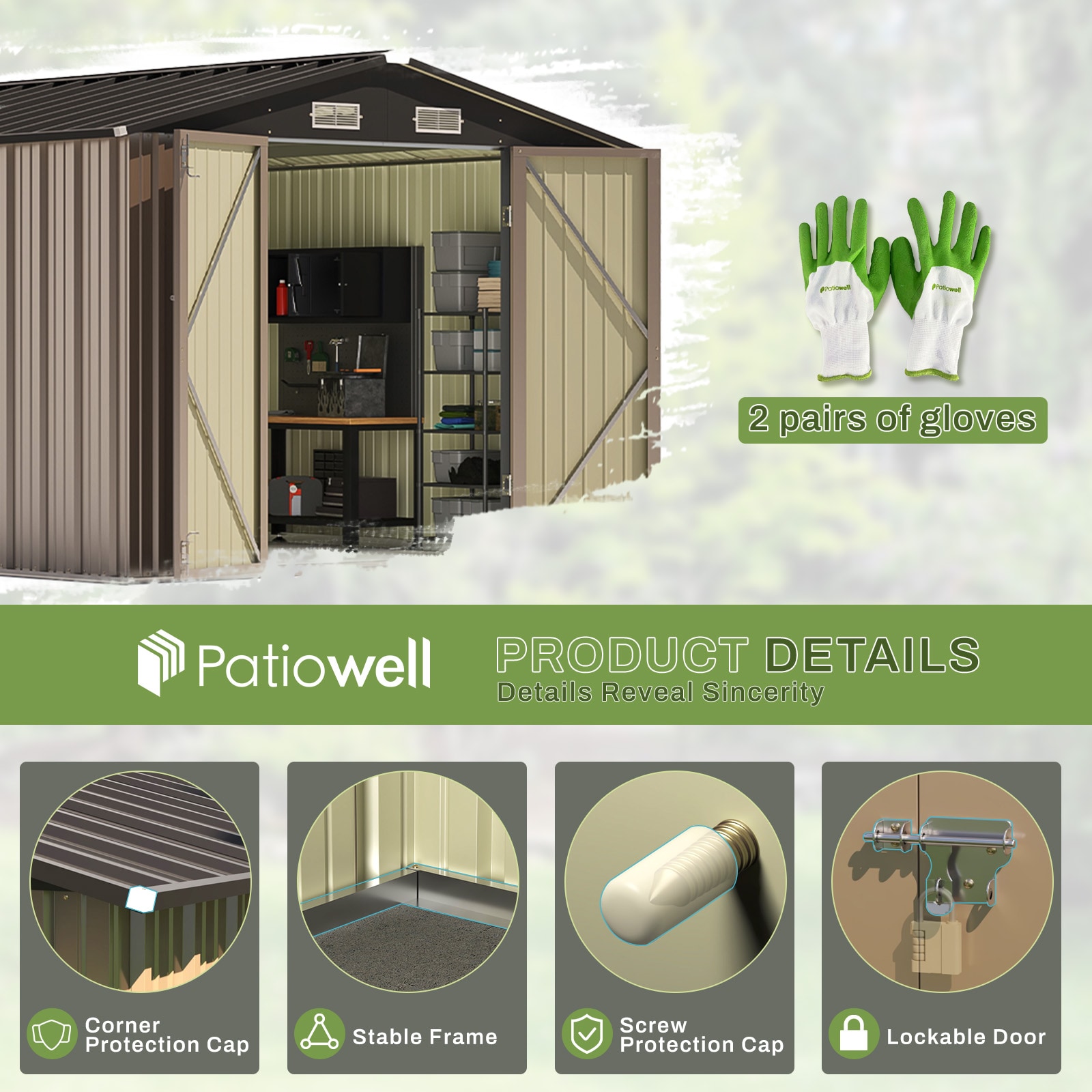 Patiowell WES-PS23-0355A-8 Metal-Storage-Buildings-Sheds - View #3