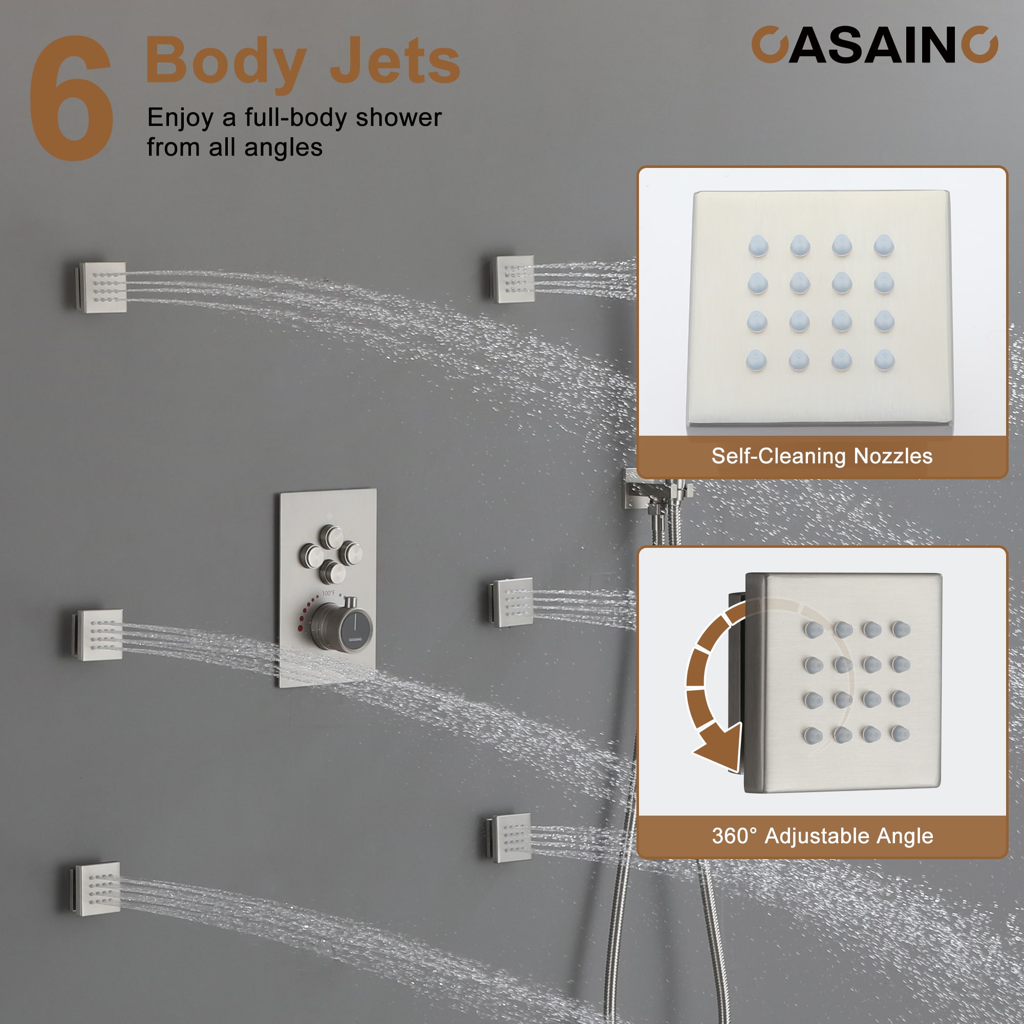 CASAINC CS6228-12BN Showerhead-Bar-Panels - View #8