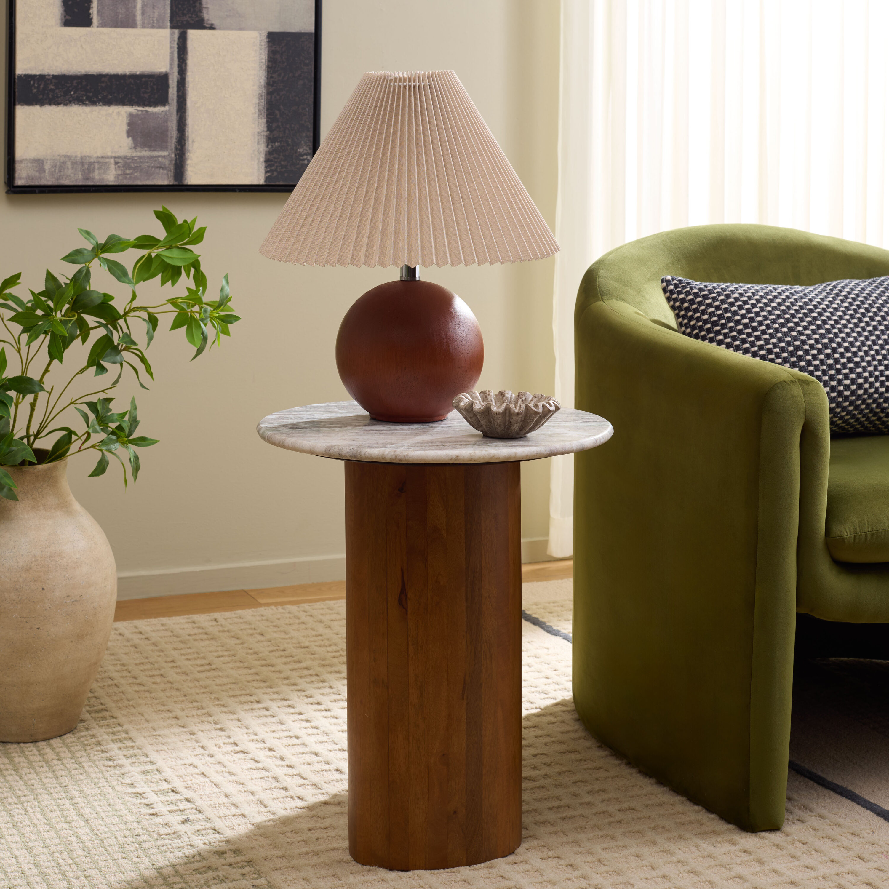 Safavieh  Lauretta Marble Side Table/White and Gray/Brown