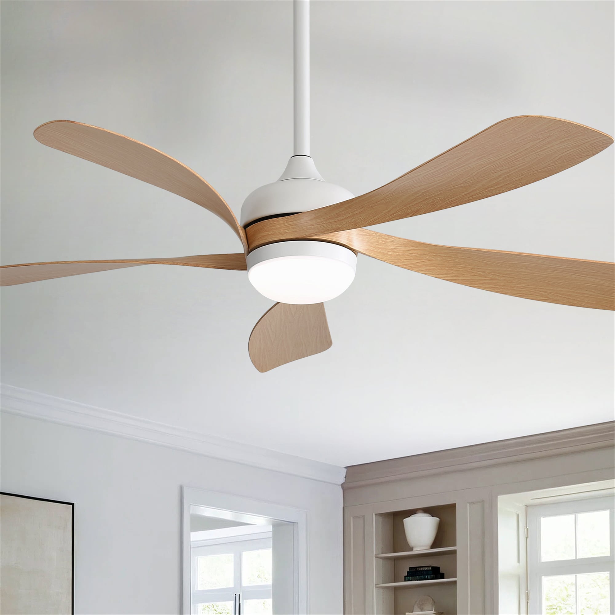BABOOM - Smart Ceiling Fan with Light 45-in White LED Ceiling Fan With Light and Remote Control I...