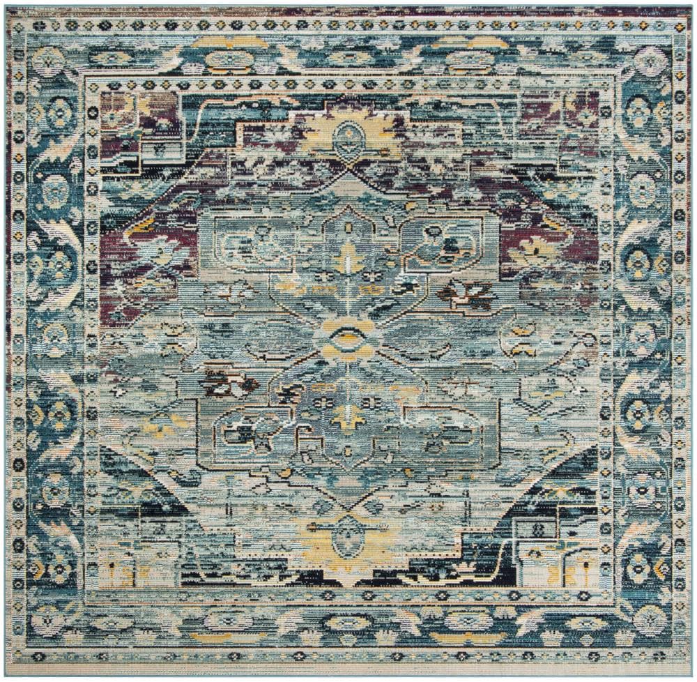 Safavieh CRS503D-7SQ Crystal Lucca 7 x 7 (ft) Loomed Polypropylene Teal/Purple Square Indoor Distressed/Overdyed Vintage Area rug