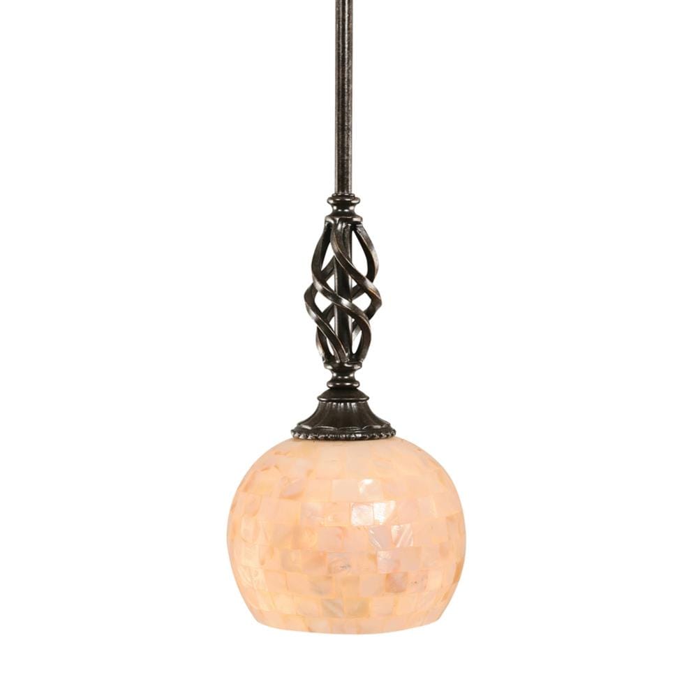  LWTK007926 Brooster Dark Granite Transitional Textured Glass Bowl Mini Hanging Pendant Light