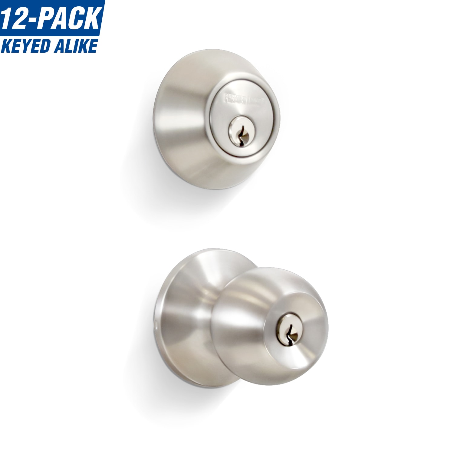 Premier Lock Keyed Alike Entry Door Stainless Steel Exterior Single-cylinder deadbolt Keyed Entry Door Knob Combo Pack (12-Pack) ED03-12 Sansujyuku sansujyuku.com