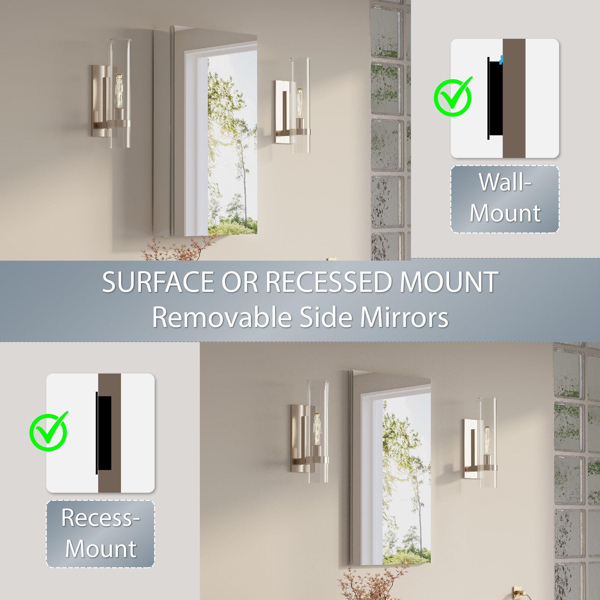 WELLFOR BTZ8036CA Bathroom-Medicine-Cabinets - View #5