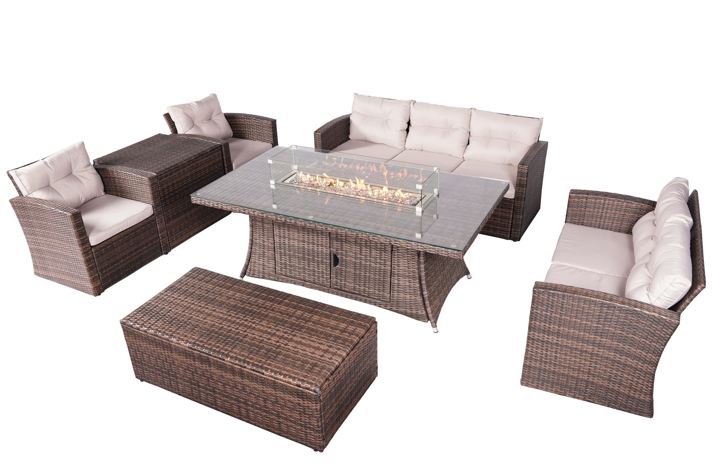 fire pit wicker set