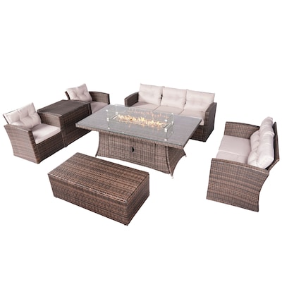 Fire Pit Included Patio Furniture Sets, White Outdoor Patio Furniture Sets With Fire Pit