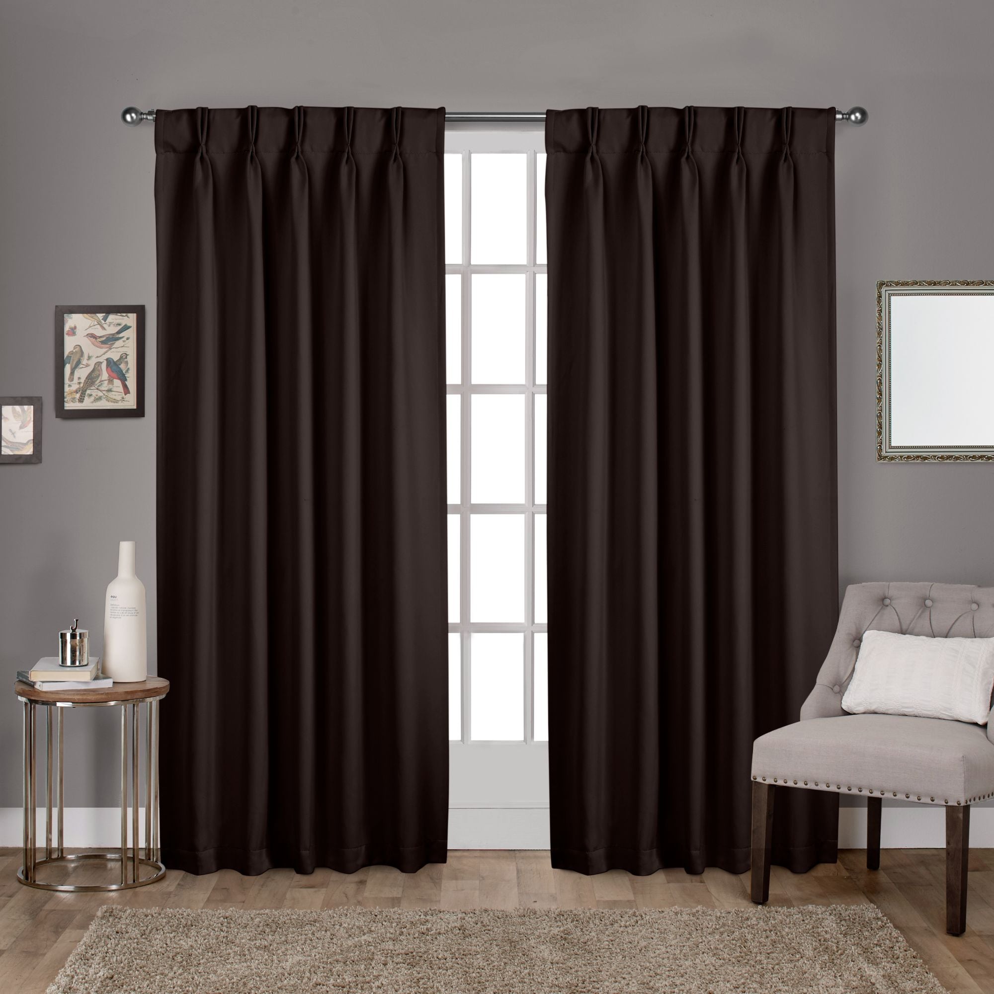 Exclusive Home EH8243-08 2-84P 84-Inches Espresso Room darkening Interlined Pinch pleat Curtain panel pair
