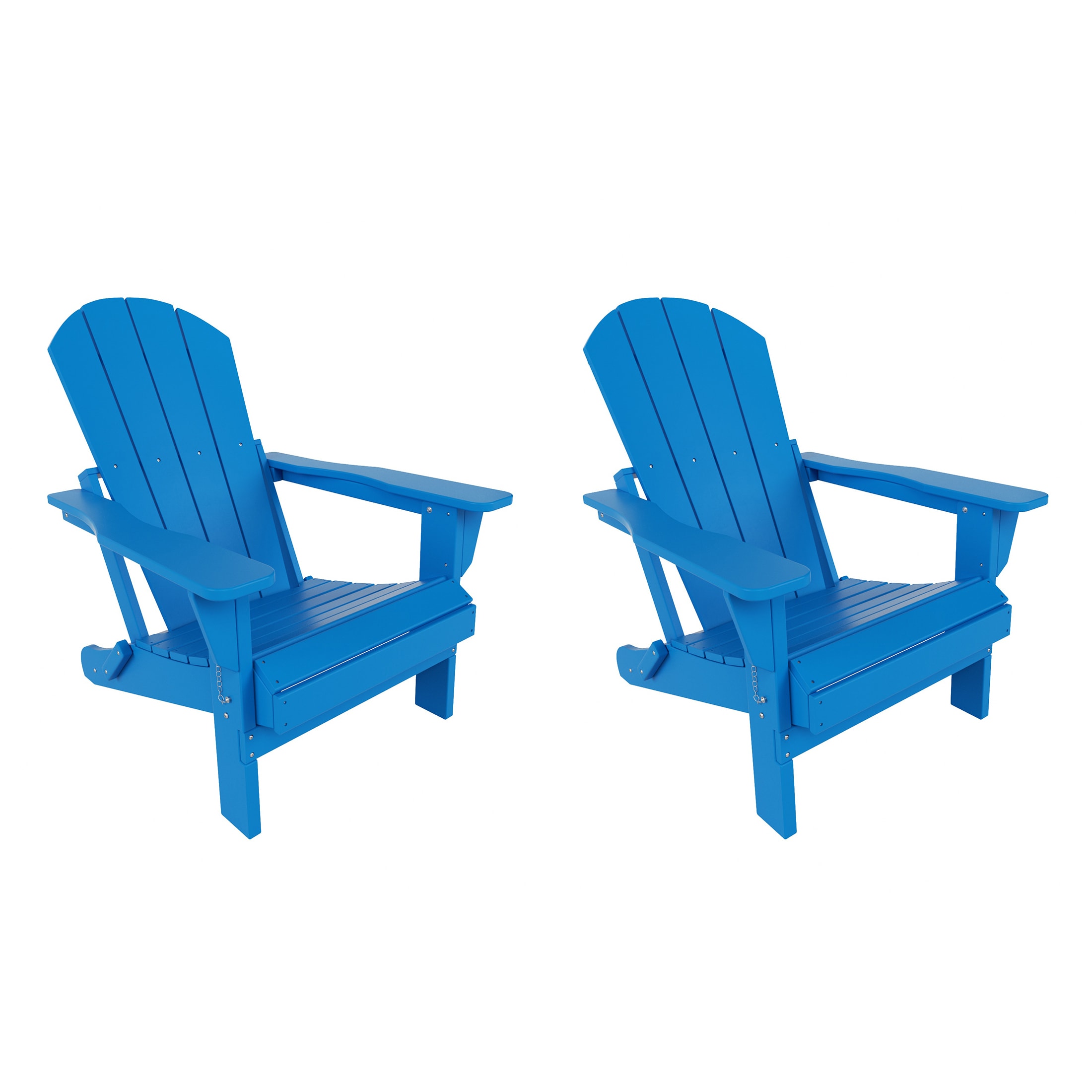Westin Furniture 2001081-2 Laguna Set of 2 Pacific Blue HDPE Frame Stationary Adirondack Chair with Slat Seat