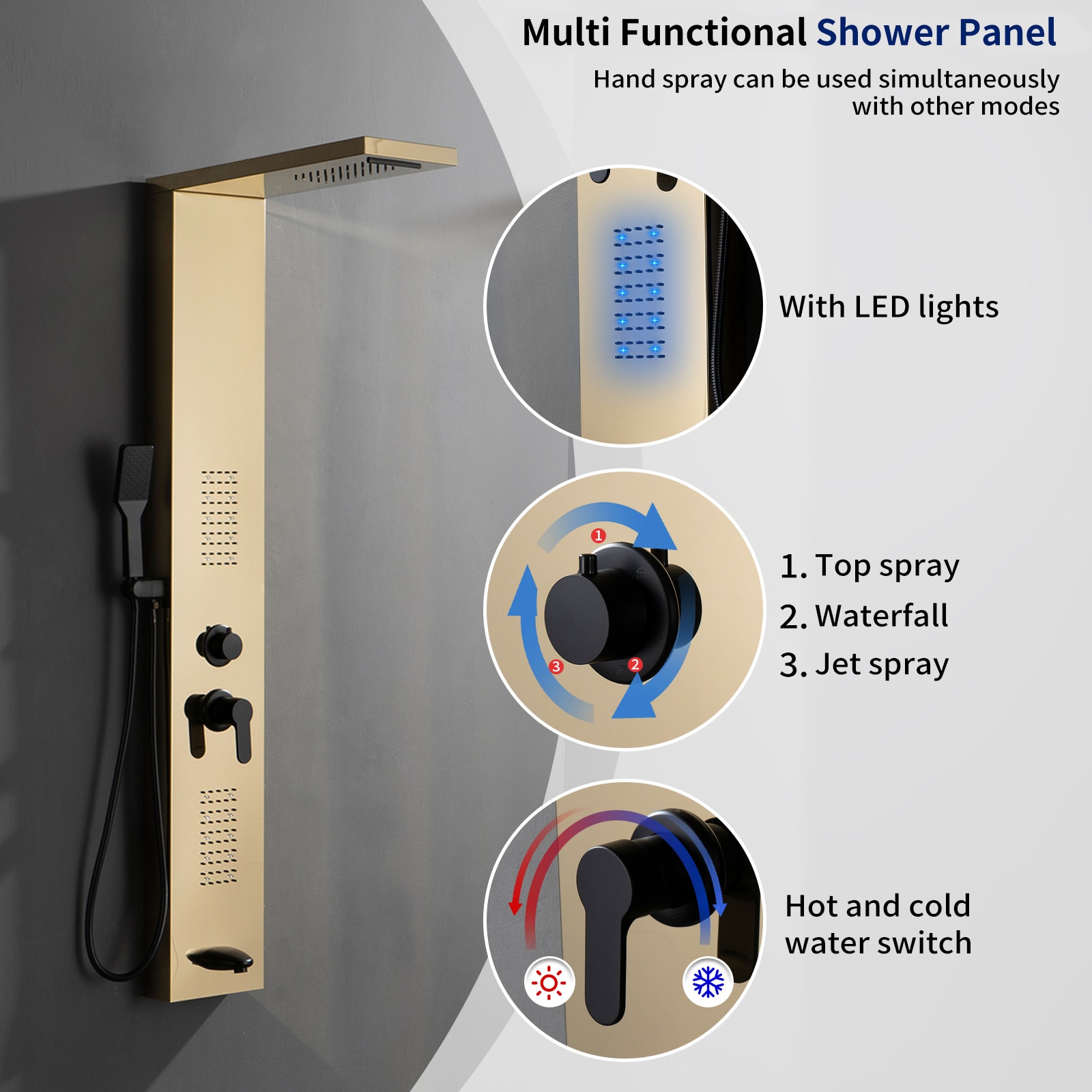 BWE YTP25-BGK Showerhead-Bar-Panels - View #3