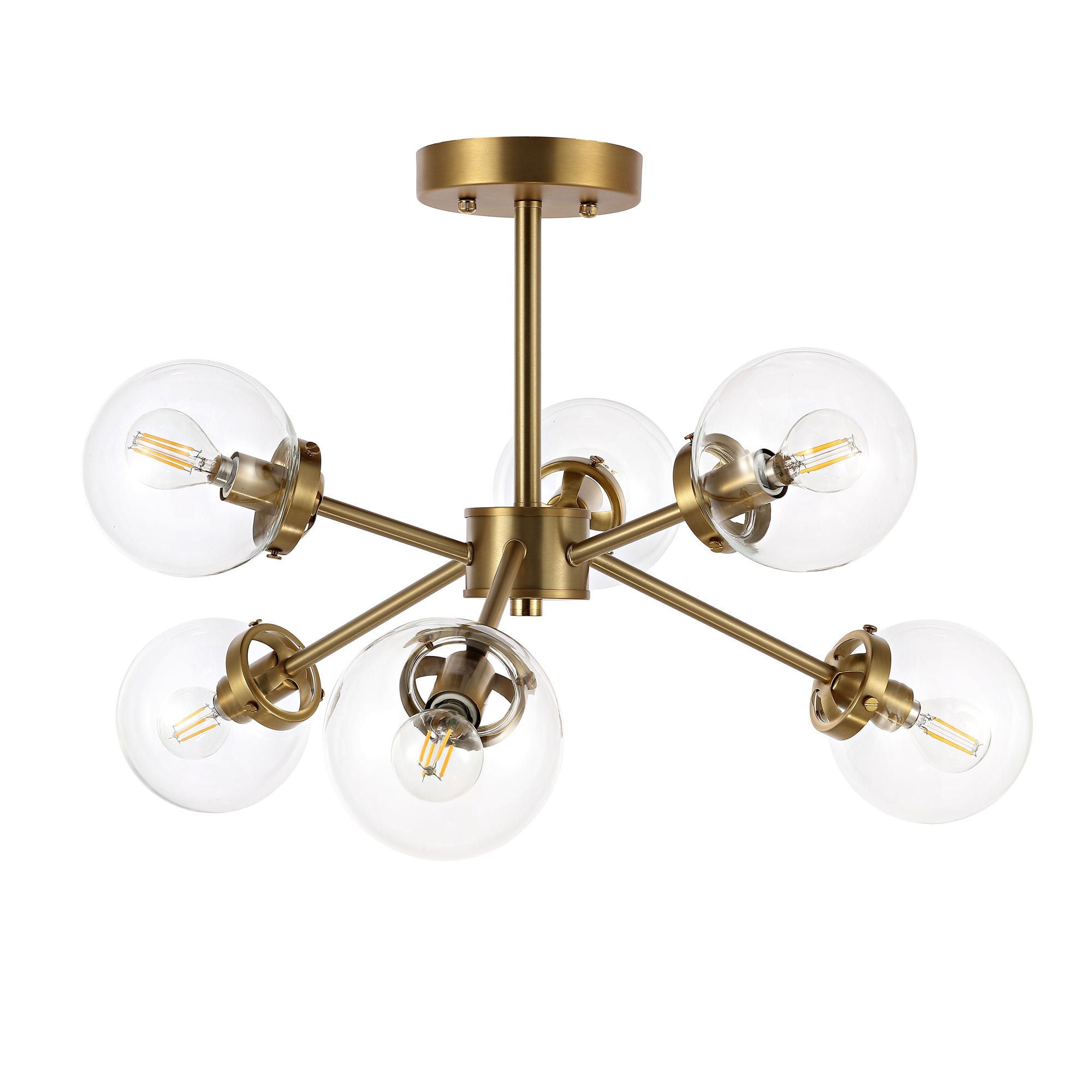 GETLEDEL FX-5012-GC 1 -Light 22.6-in Brushed Brass Semi Flush Mount Light