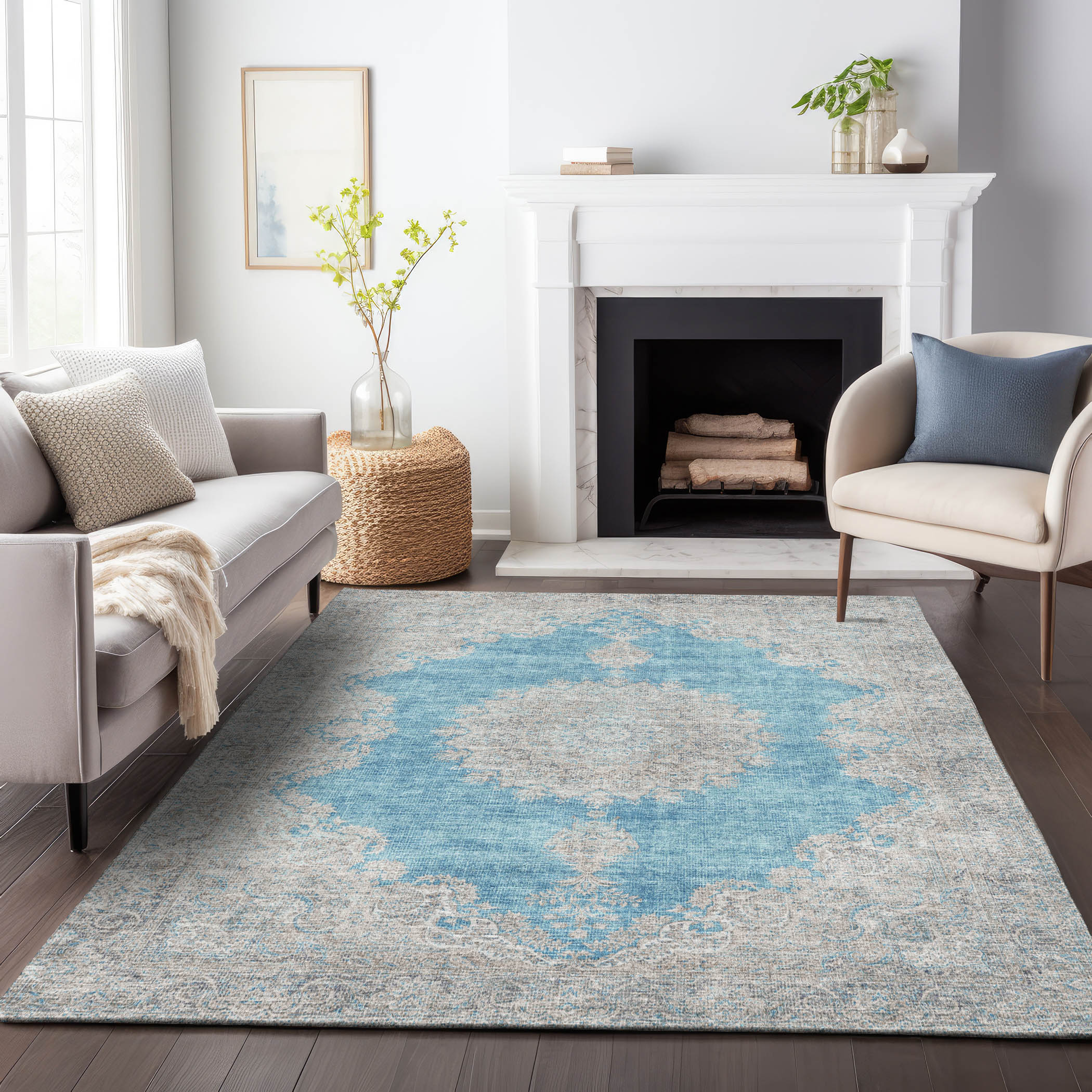 Addison Rugs ACN1003TE3X5 Chantille ACN1003TE 3 x 5 (ft) Polyester Teal Rectangular Indoor/Outdoor Geometric Machine washable Area rug