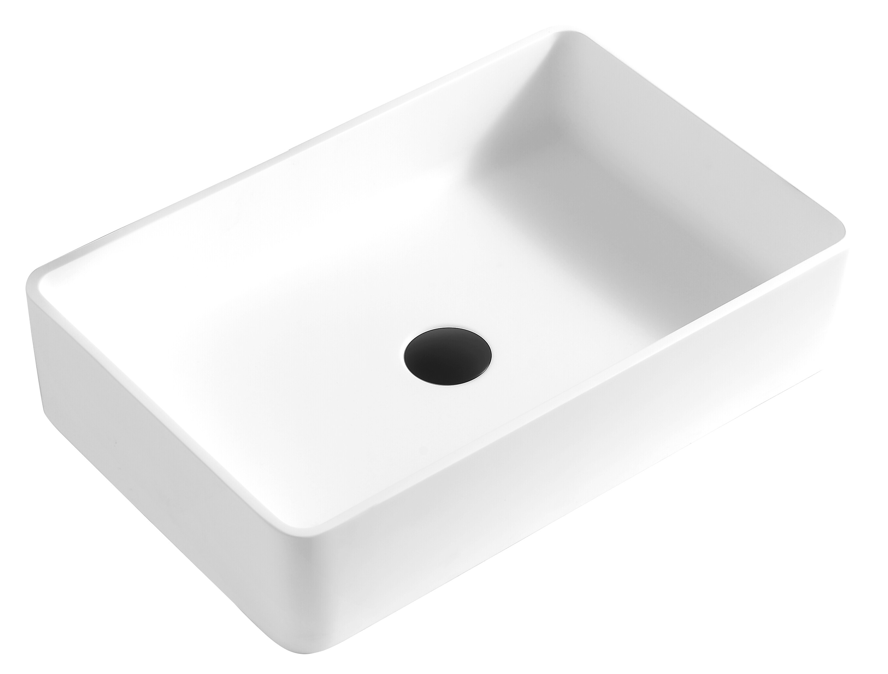 Matte White Acrylic Rectangular Above-Counter Vessel Sink