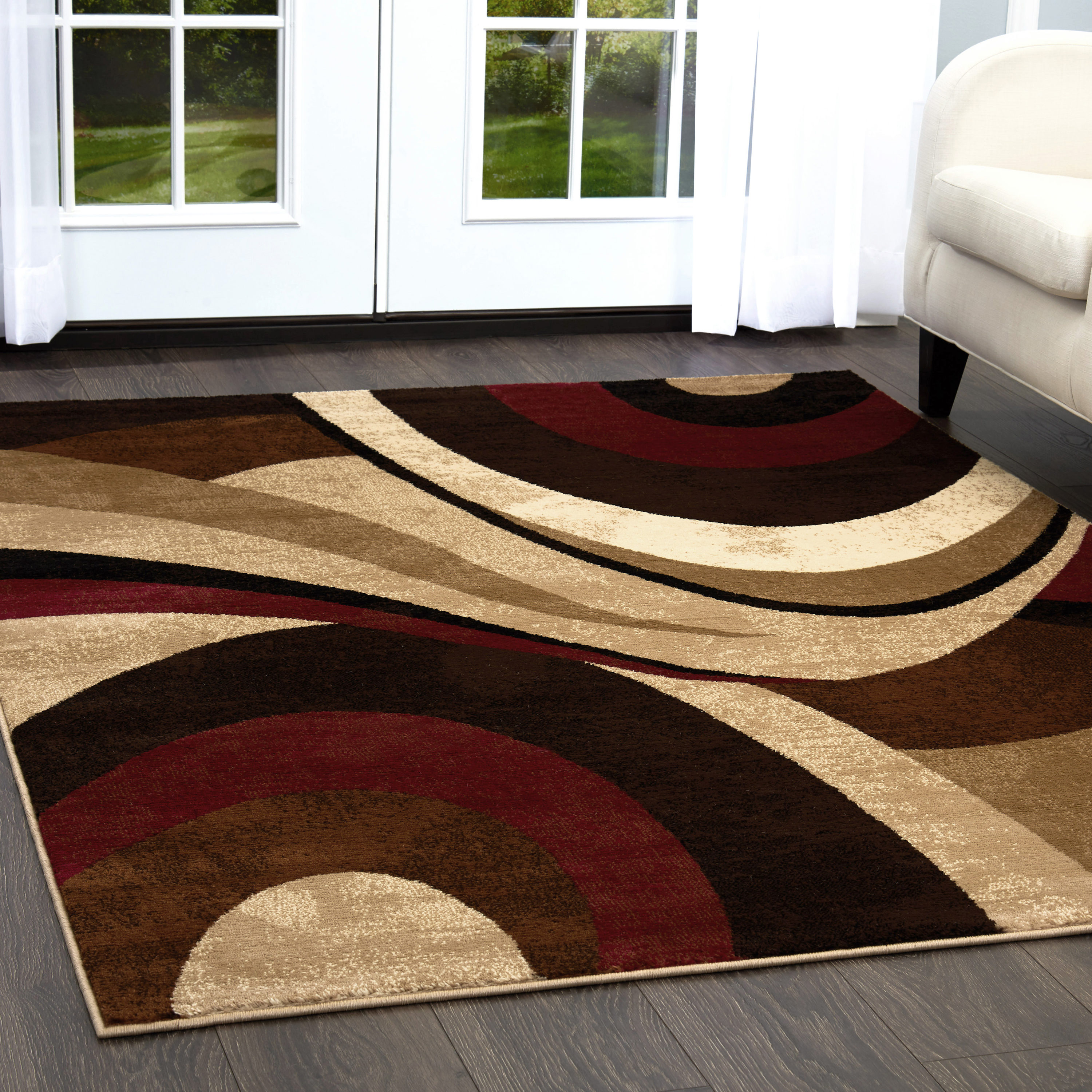 Tribeca Brown and Red Abstract 3-Piece Area Rug Set