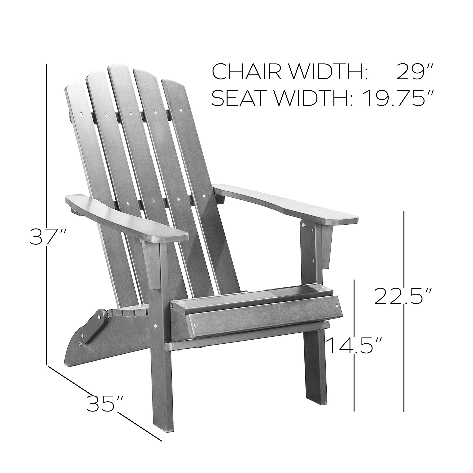 PolyTeak Folding Grey Plastic Frame Stationary Adirondack Chair with ...