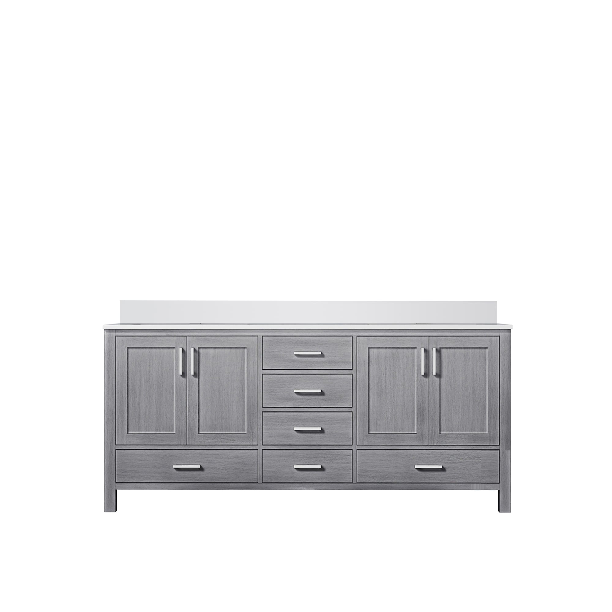 Lexora LJ342272DDWQ000 Jacques 72-in Distressed Grey Undermount Double Sink Bathroom Vanity with White Quartz Top