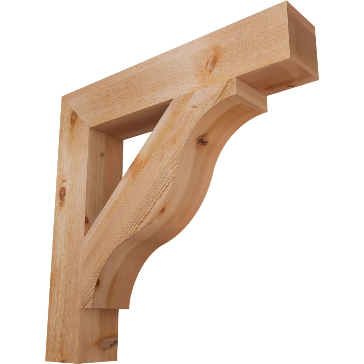 Ekena Millwork BKT06X34X34FST05RWR Funston Block Rough Sawn 6-in x 34-in x 34-in Western red cedar Brown Wood Standard bracket