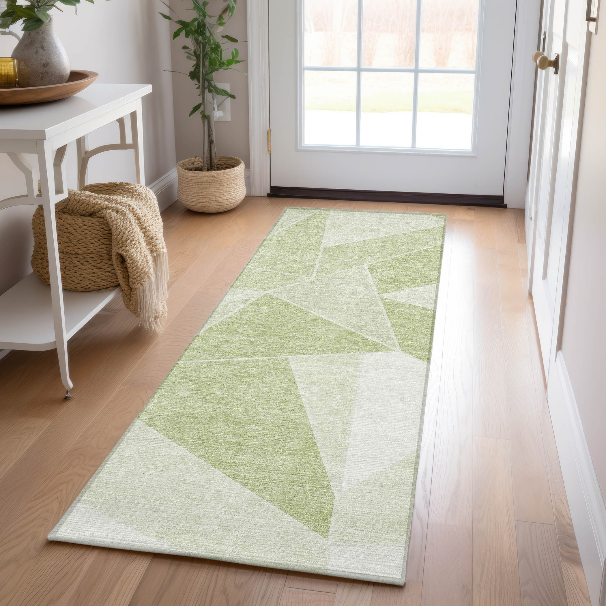Addison Rugs ACN636AL2X8 Chantille ACN636AL 2 x 7 (ft) Polyester Aloe Rectangular Indoor/Outdoor Geometric Machine washable Runner rug