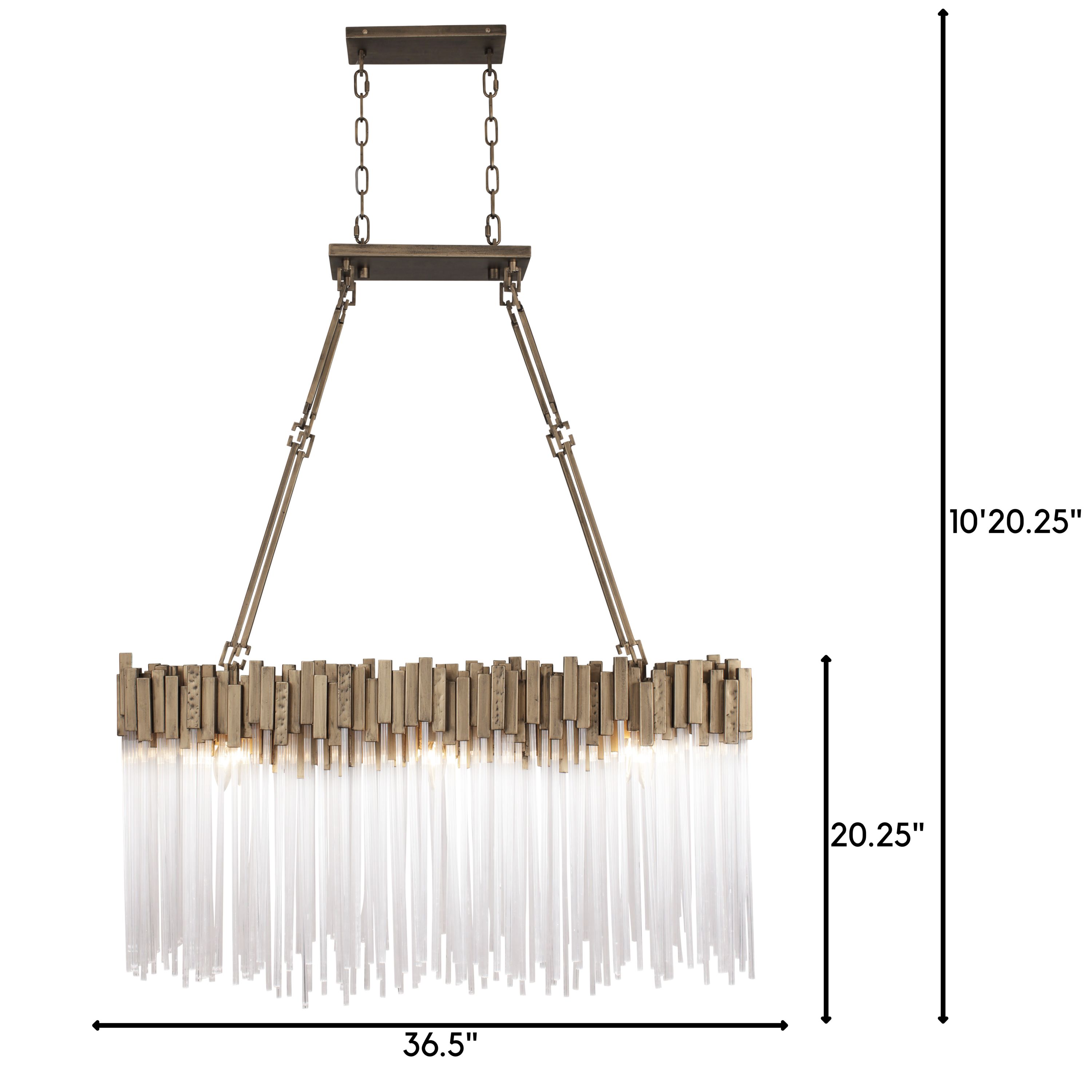 Studio 54 Glam 6-Light Linear Pendant in Havana Gold with Hammered Accents