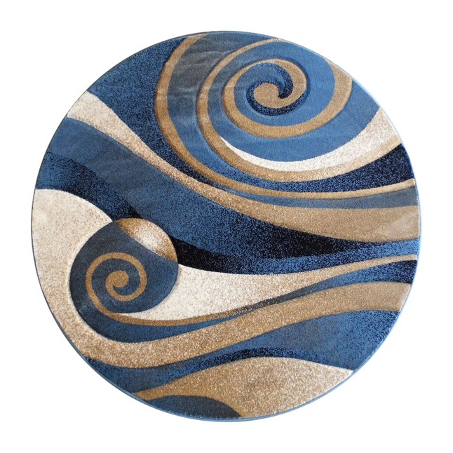 Blue Round Indoor Geometric Area Rug, 8 Foot Round Rugs At Lowe S