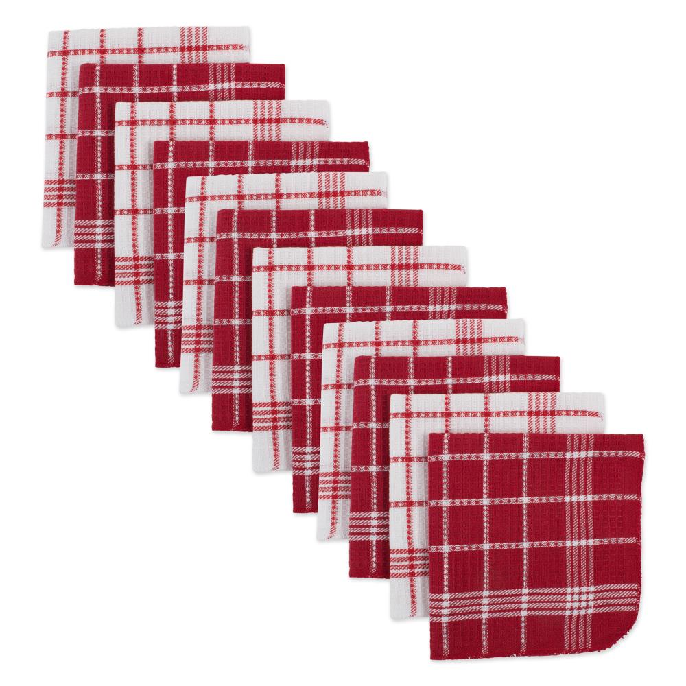 Kitchen Dish Cloth-Set of 16 -12.5x12.5-Absorbent 100% Cotton Wash Cloth-  Chevron Weave Pattern in 4 Colors- Dishcloths by Hastings Home