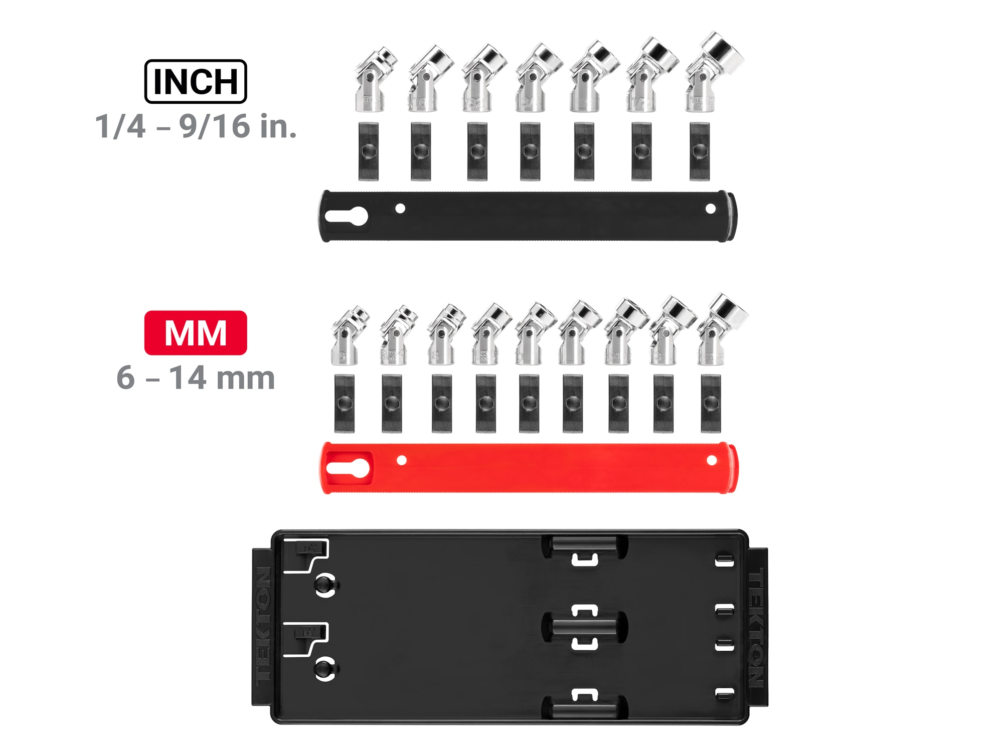 TEKTON 1/4-in Drive Standard (SAE) and Metric Universal Joint Socket Set (16-Pieces) SHD90217 Sansujyuku sansujyuku.com