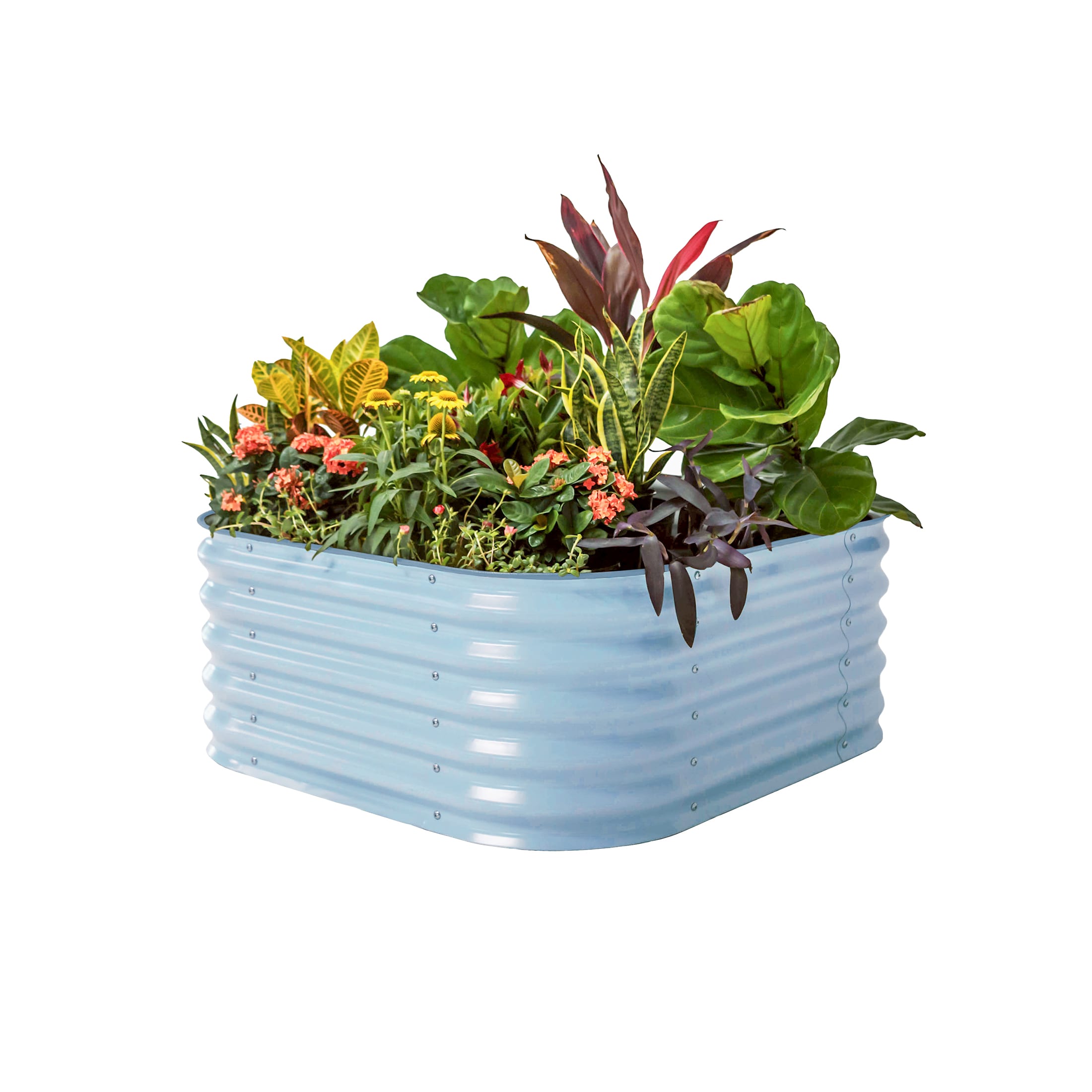 Vego Garden 17-cu ft 42-in W x 42-in L x 17-in H Sky Blue Galvanized Metal Raised Garden Bed #VB4N117SB