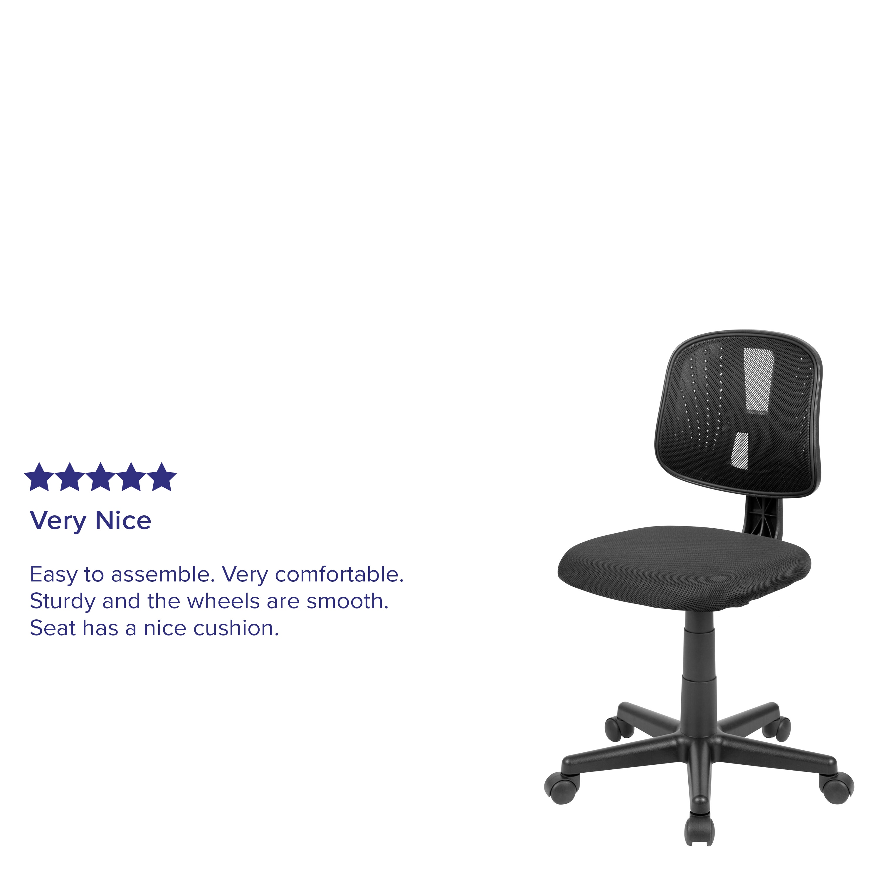 Ergonomic Mid-Back Black Mesh Swivel Task Chair with Lumbar Support