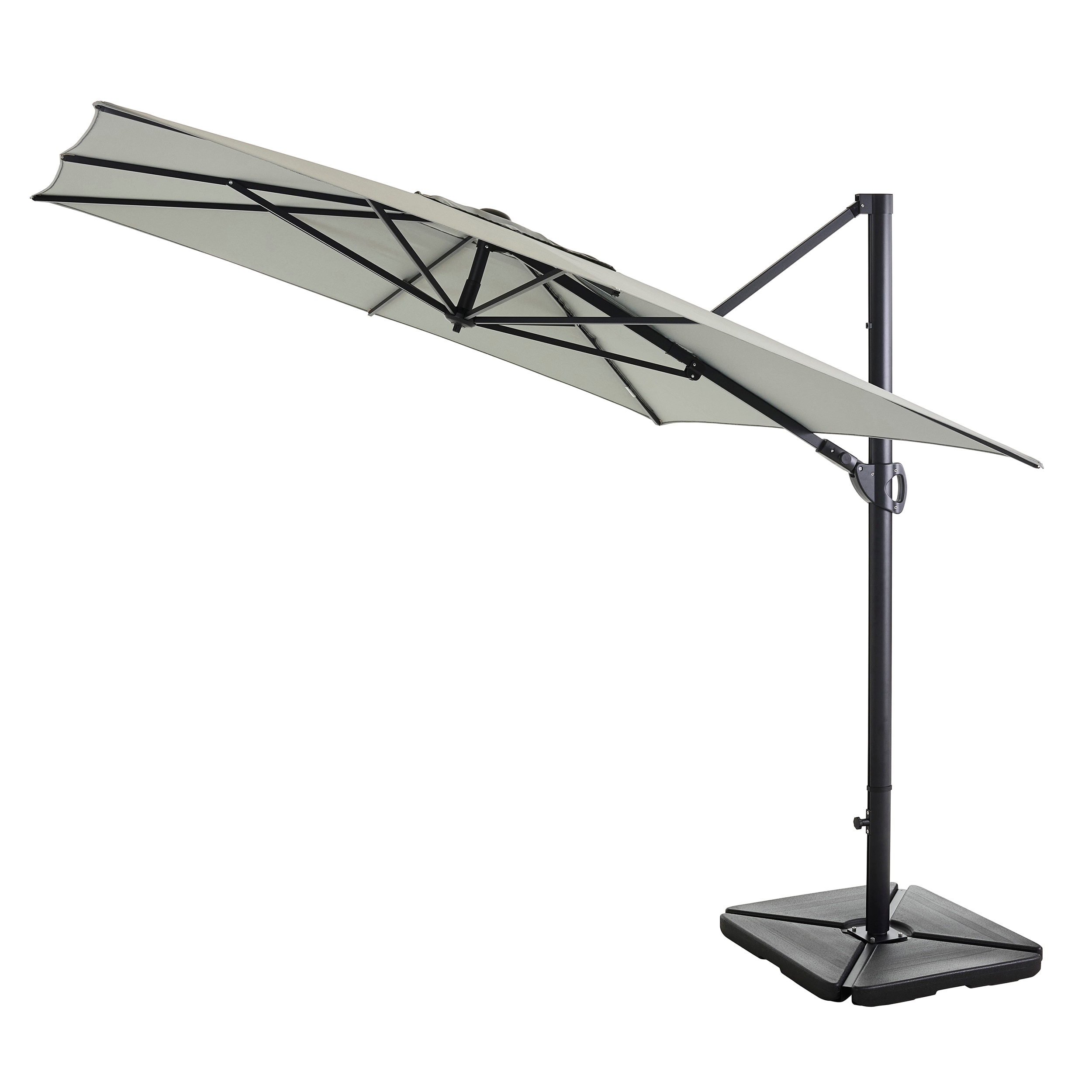 allen + roth AG5C-24S-LS 8-ft Aluminum Gray Slide-tilt Cantilever Patio Umbrella with Base