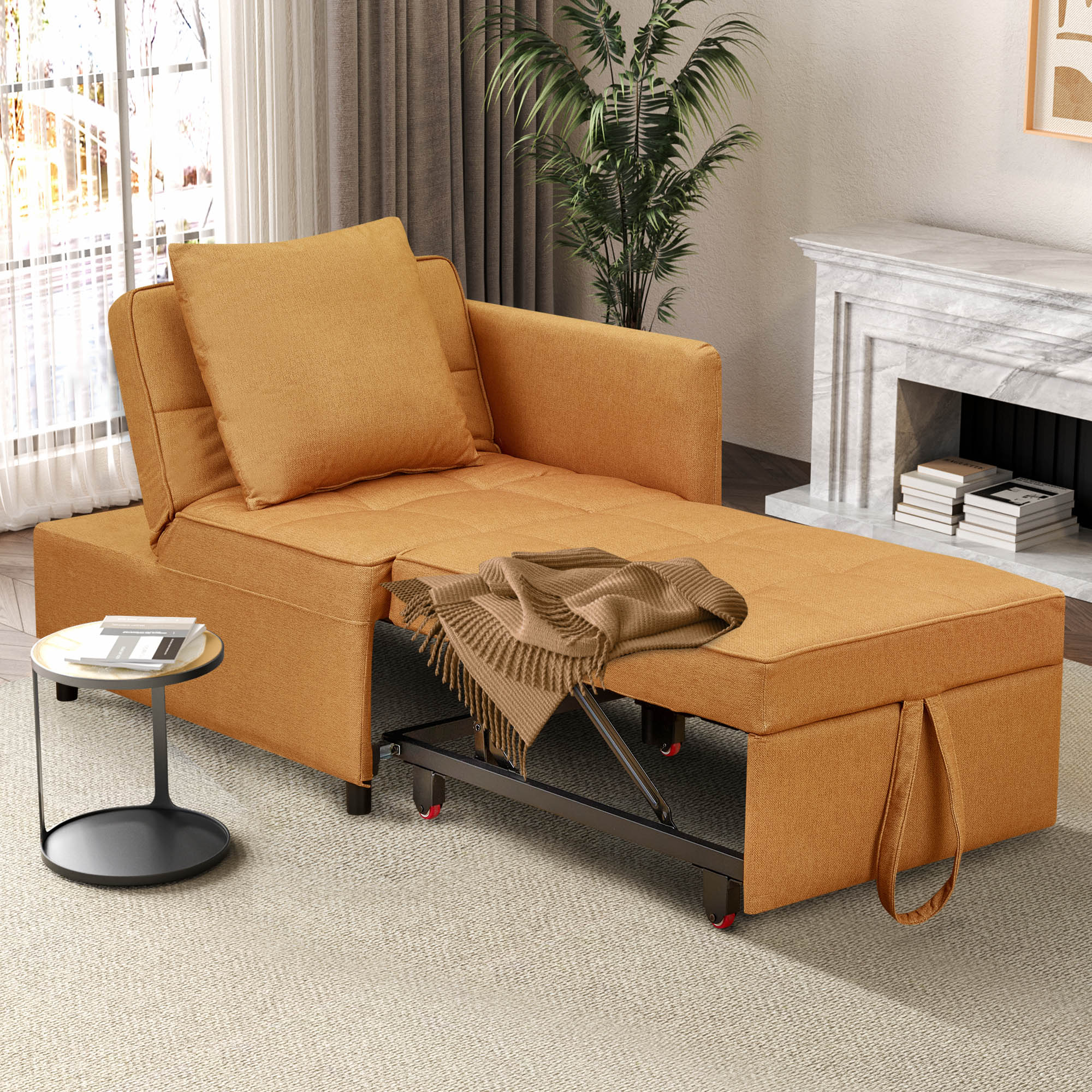 Ainfox WUX023-YE Yellow Transitional Cotton Twin Sofa bed