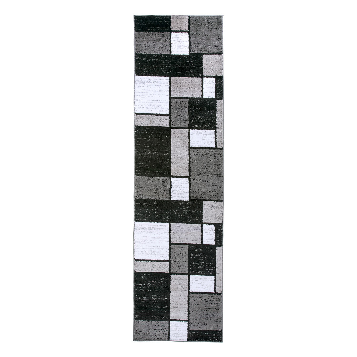 World Rug Gallery 106GRAY27X10 2 x 10 (ft) Loomed Polypropylene Gray Rectangular Indoor Geometric Area rug