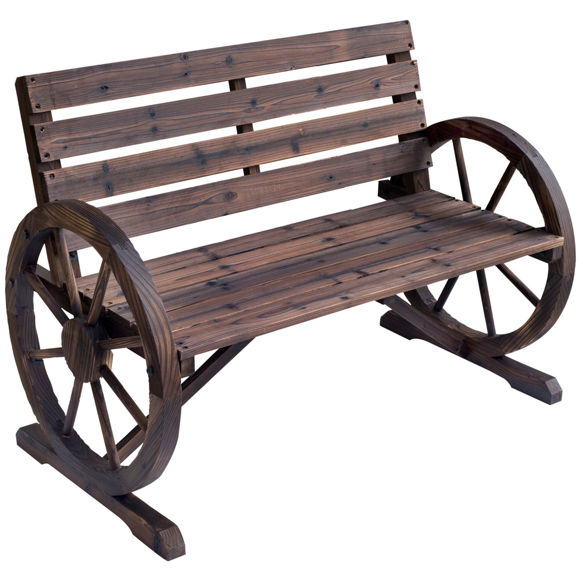 Miki Shinly AB-2496-251JJ Outdoor Patio Benches 41.5-in W x 29.5-in H Brown Douglas fir Garden Bench