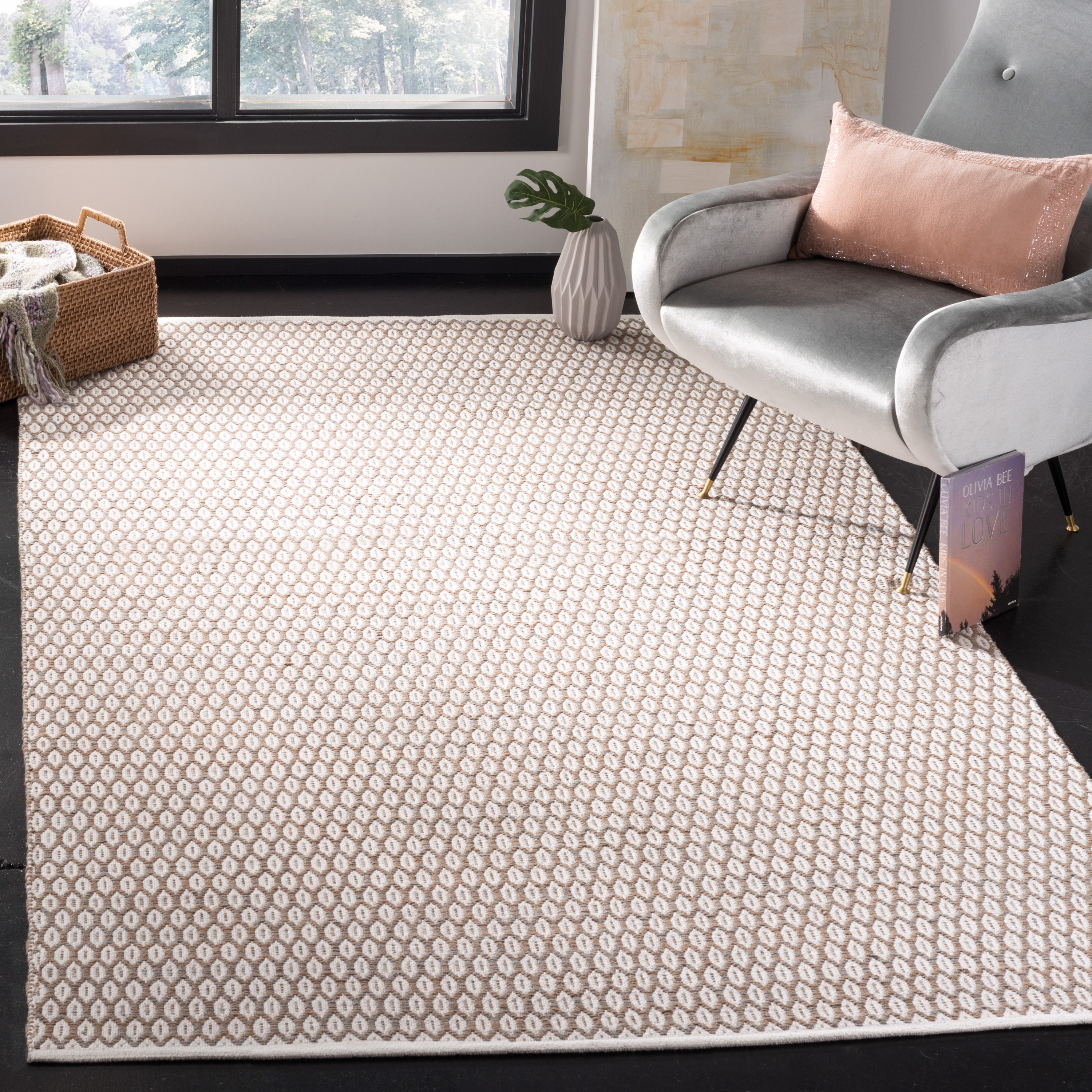 Safavieh MTK608R-5 Montauk Loch 5 x 8 (ft) Cotton Beige/Ivory Rectangular Indoor Coastal Area rug