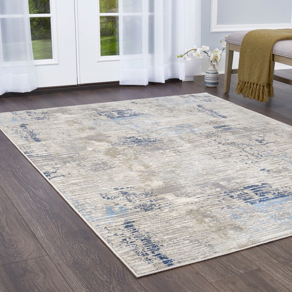 Home Dynamix 1-7059-705 Melrose Lorenzo 8 x 10 (ft) Loomed Polypropylene Gray/Blue Rectangular Indoor Abstract Area rug
