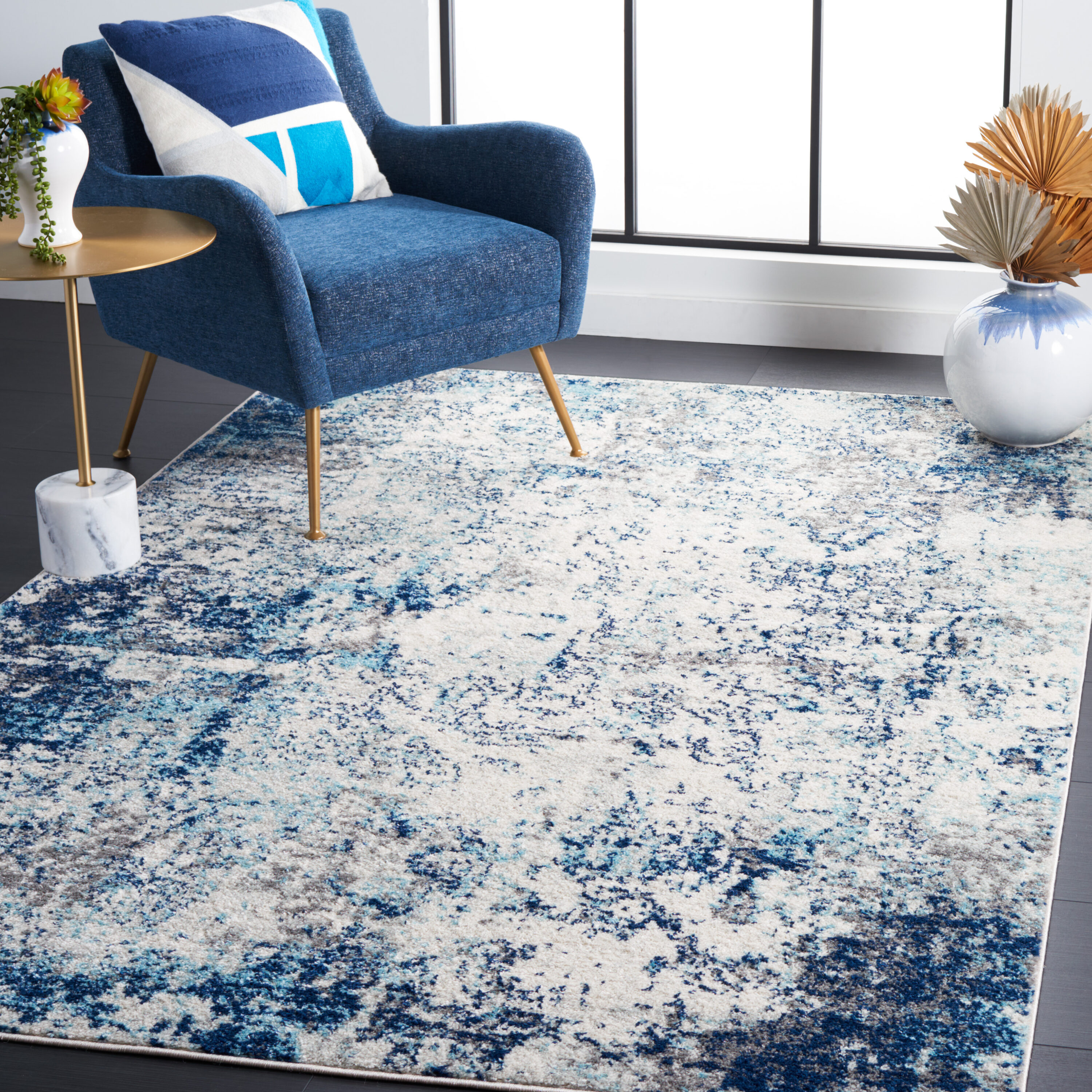 Tulum 284B Ivory Blue 5 x 8 Rectangular Area rug
