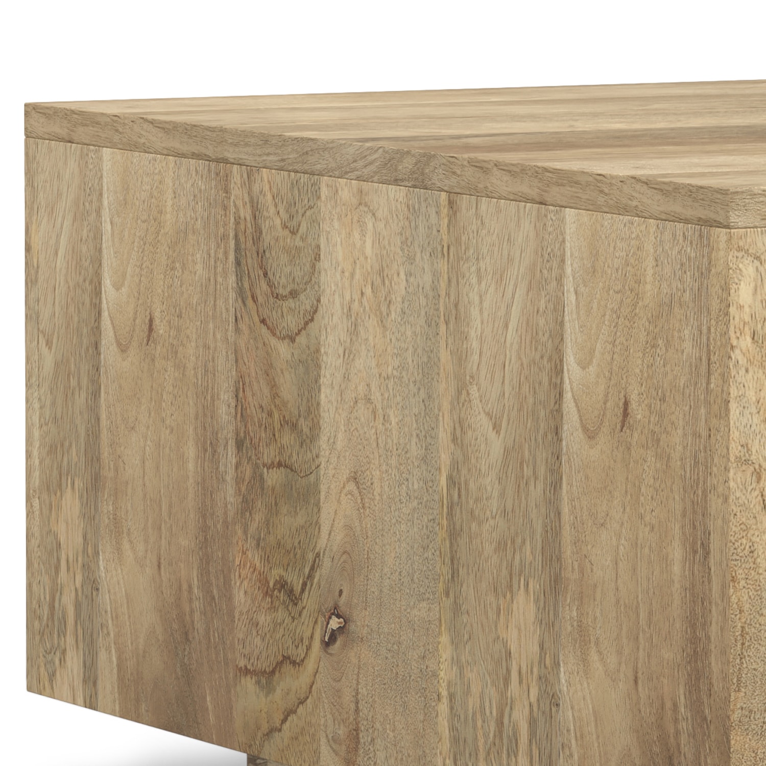 Natural Mango Wood Square Coffee Table with Streamlined Silhouette