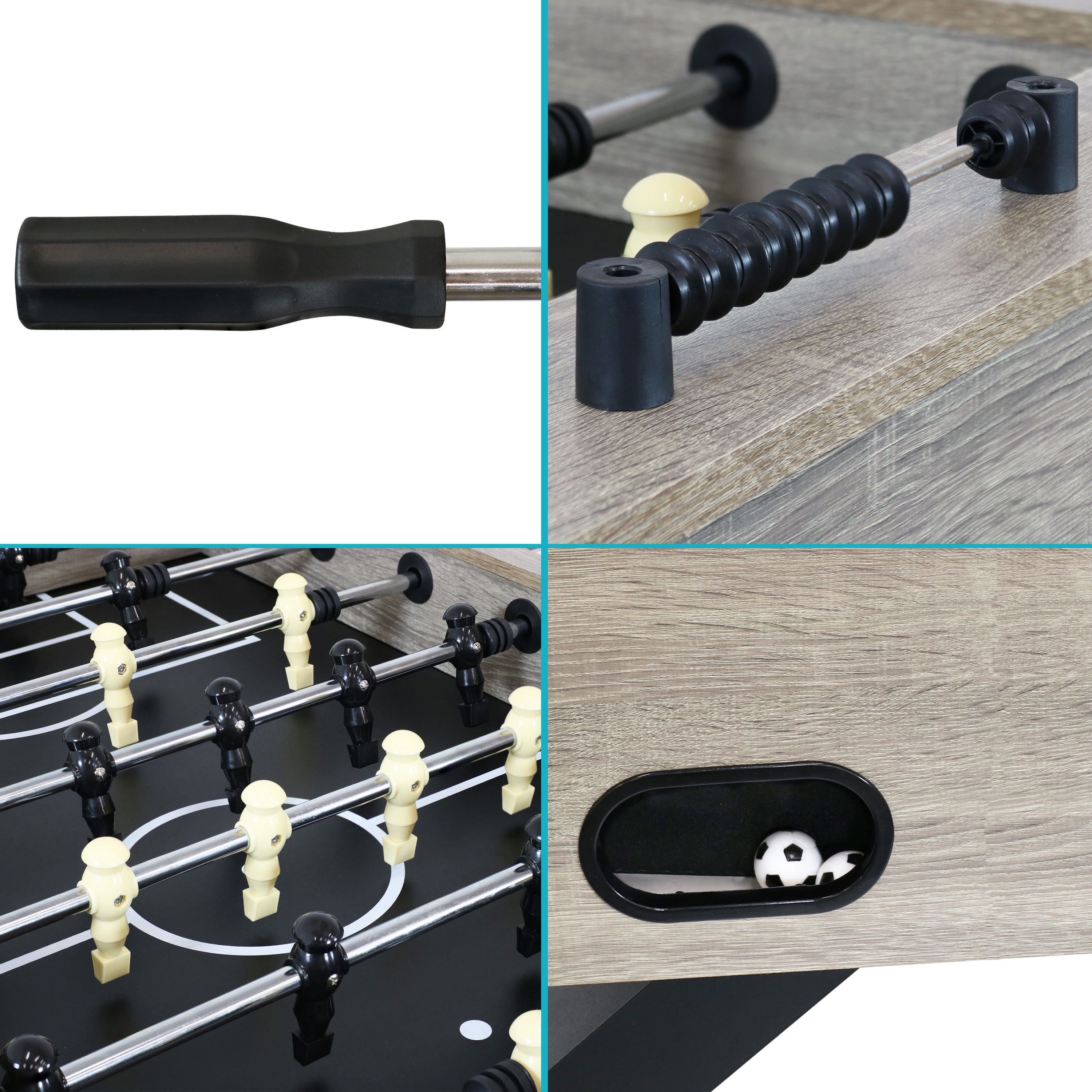 Gray Distressed Wood Indoor Foosball Table with Black Legs