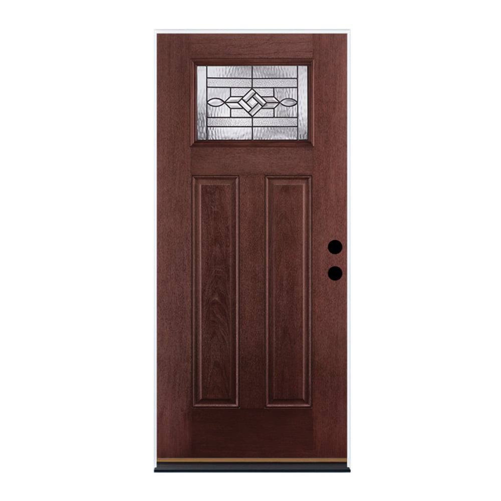 Therma-Tru Benchmark Doors BMTT625541 Entry Door 36-in x 80-in x 4-9/16-in Fiberglass Craftsman Left-hand inswing Mahogany Stained Prehung Front Door Insulating core
