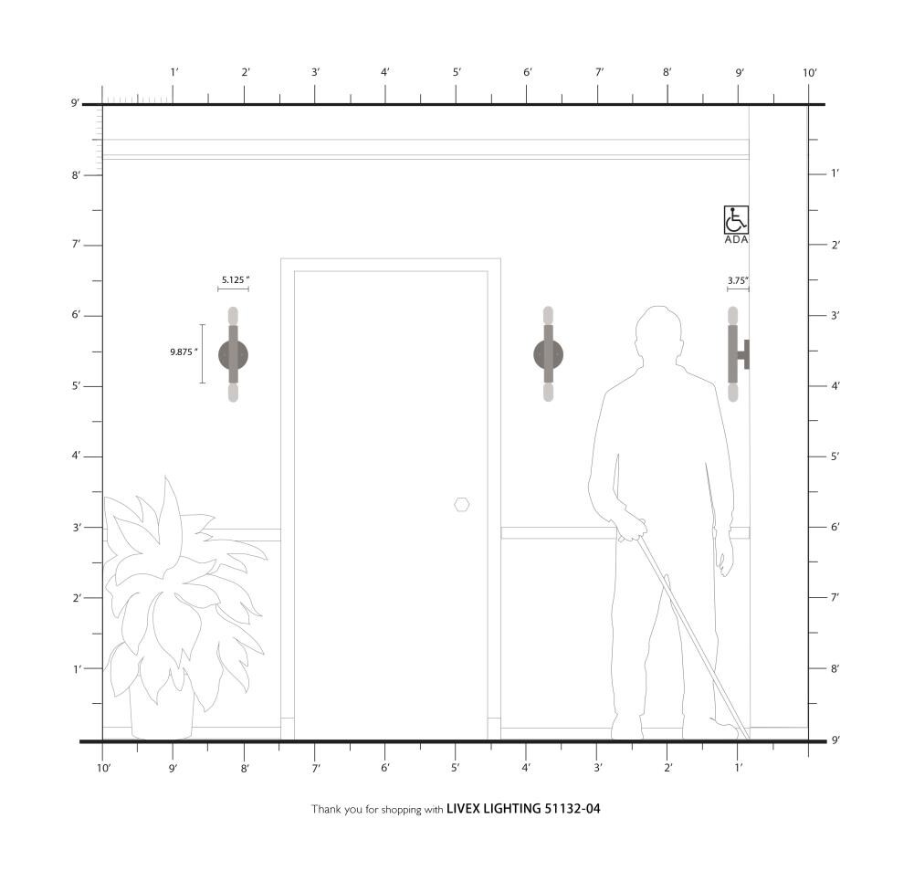 Copenhagen Dual-Light Black Steel ADA Wall Sconce