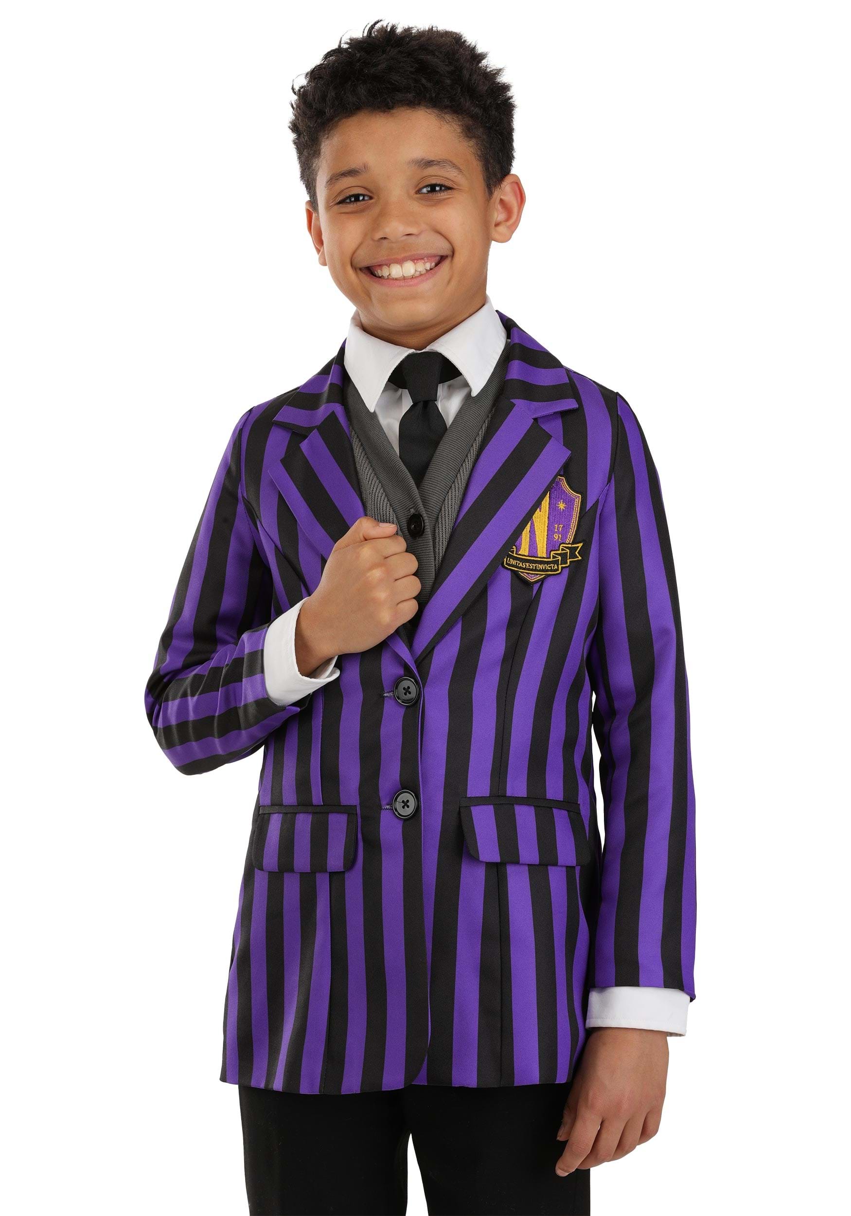 HalloweenCostumes - FUN Wear Nevermore Academy Wednesday Boy's Costume Blazer TV Show Costumes Me...