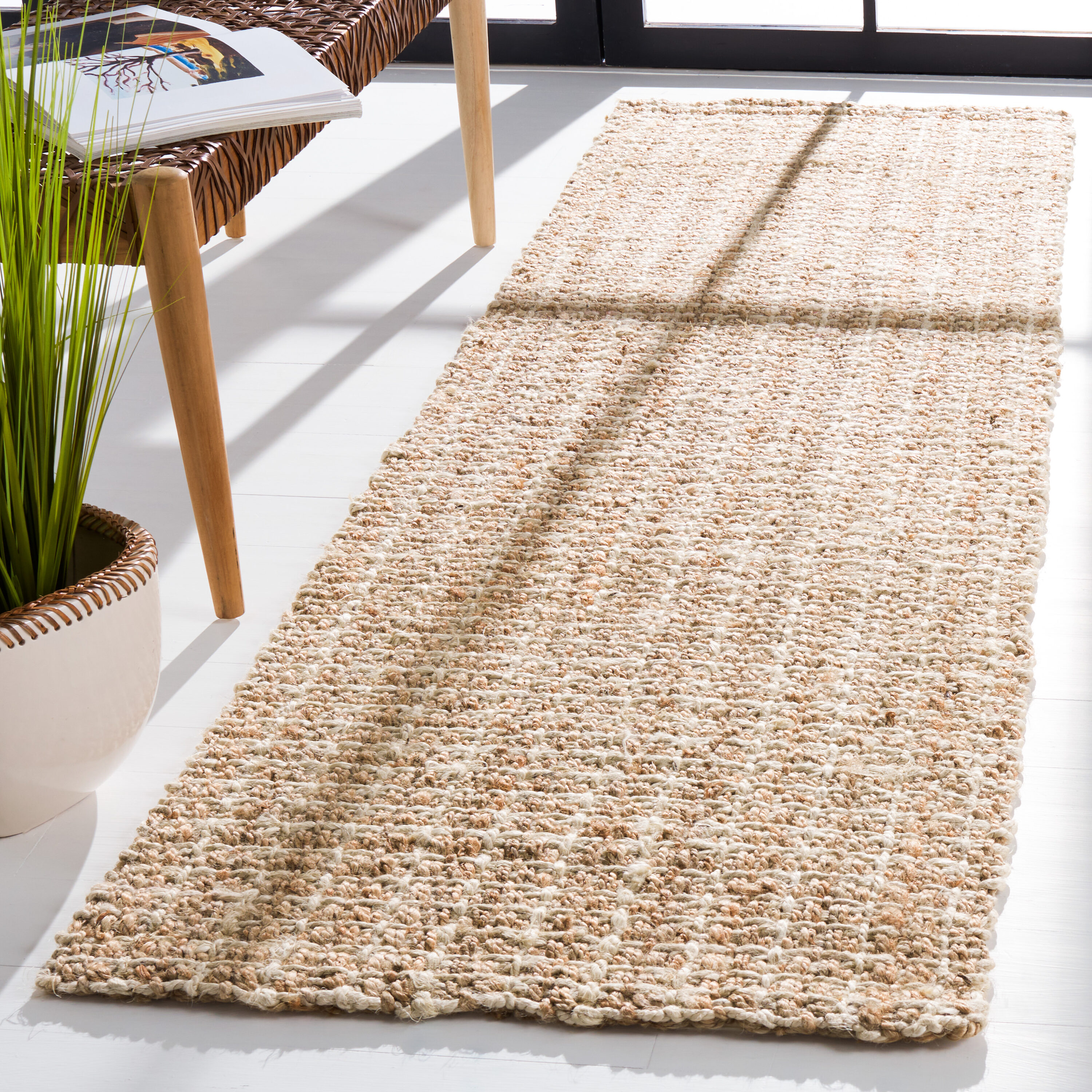  Natural Fiber 187 Natural Contemporary 2ft-3in x 8ft Runner Rug