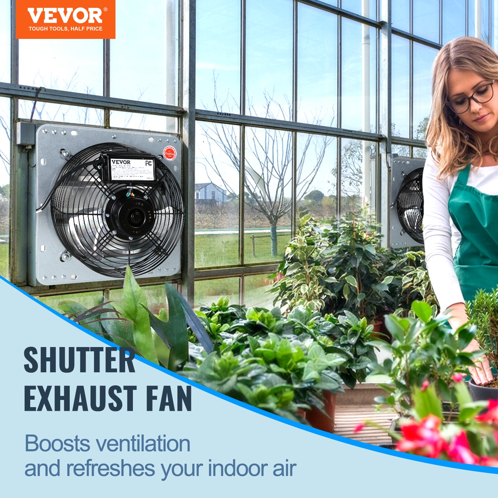 VEVOR Shutter Exhaust Fan 24-in Silver Plastic in the Door Frame Fans  department at