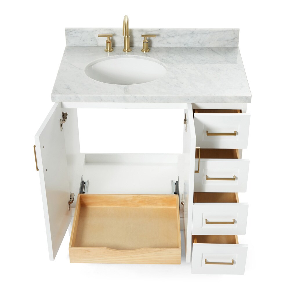 Taylor 37" White Marble Top Single Sink Vanity