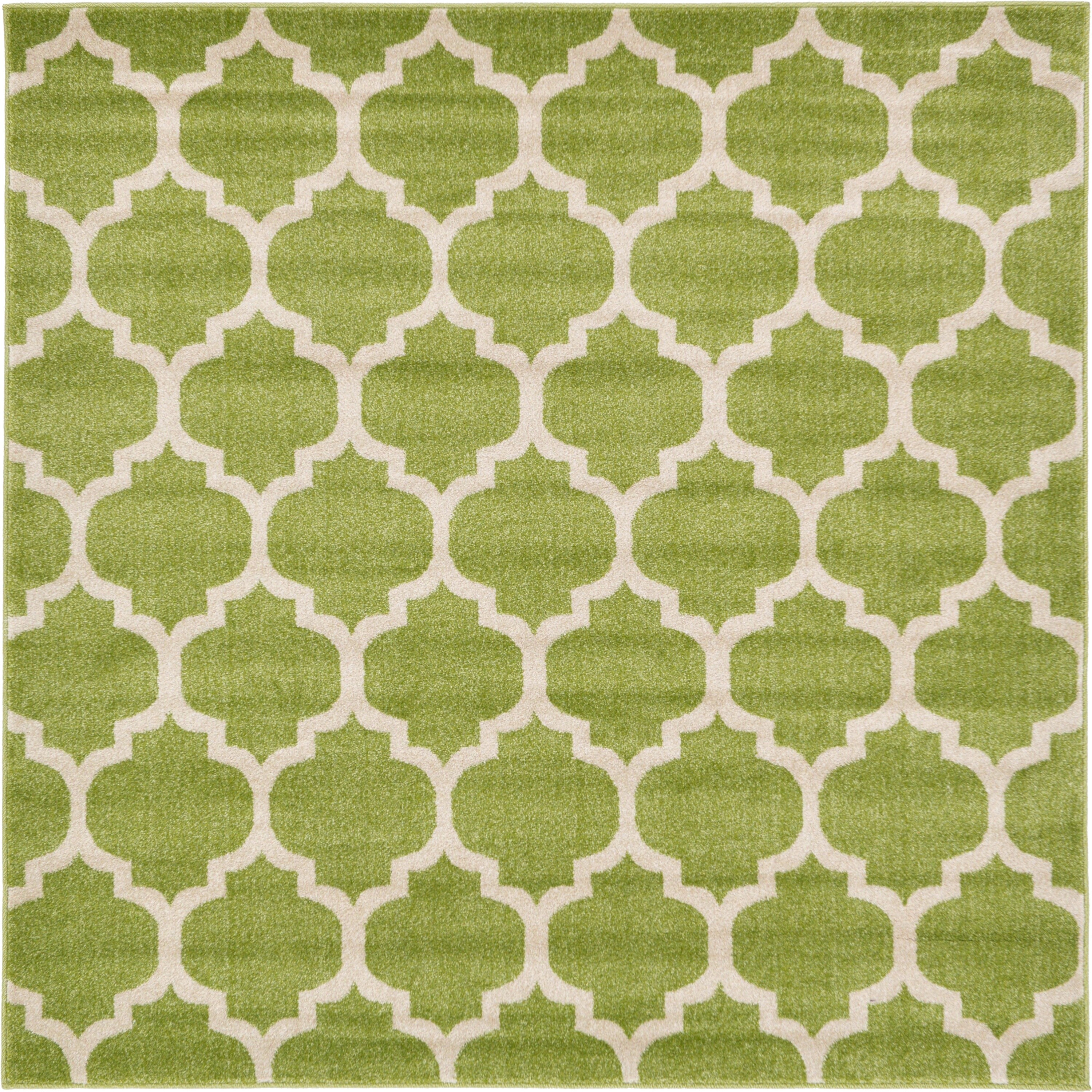 Light Green Square Trellis Synthetic Easy-Care Rug